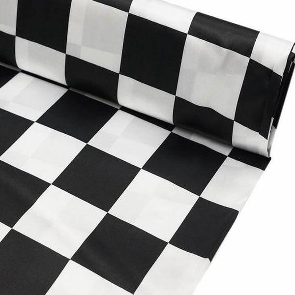Hot Deal! 54x10 Yards Black-White Checkered Satin Fabric Roll for DIY Crafts