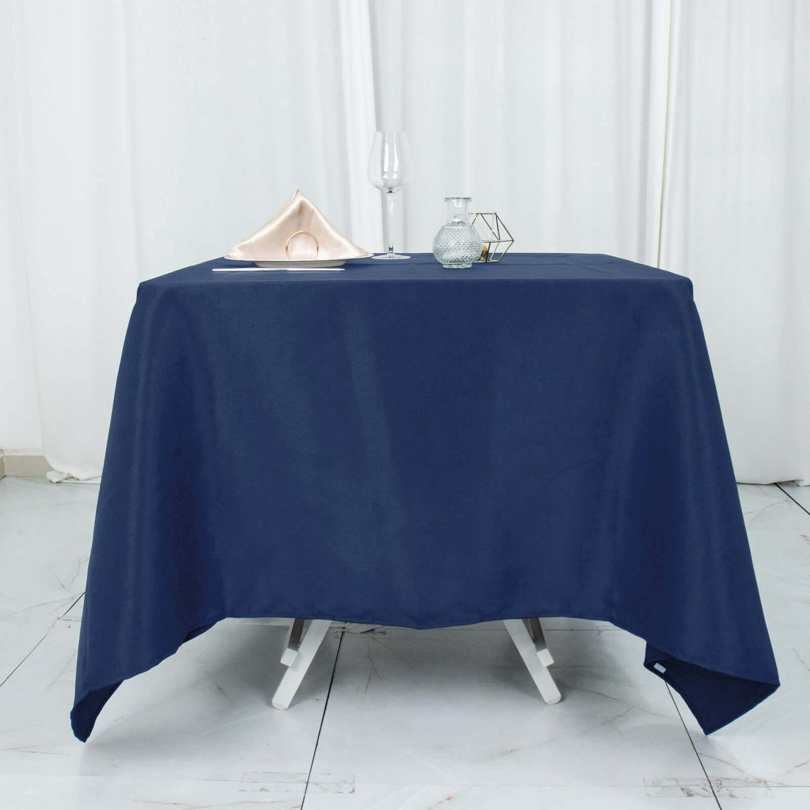 Sale! Wrinkle-Free 70x70 Navy Blue Premium Polyester Square Tablecloth 220GSM for Events
