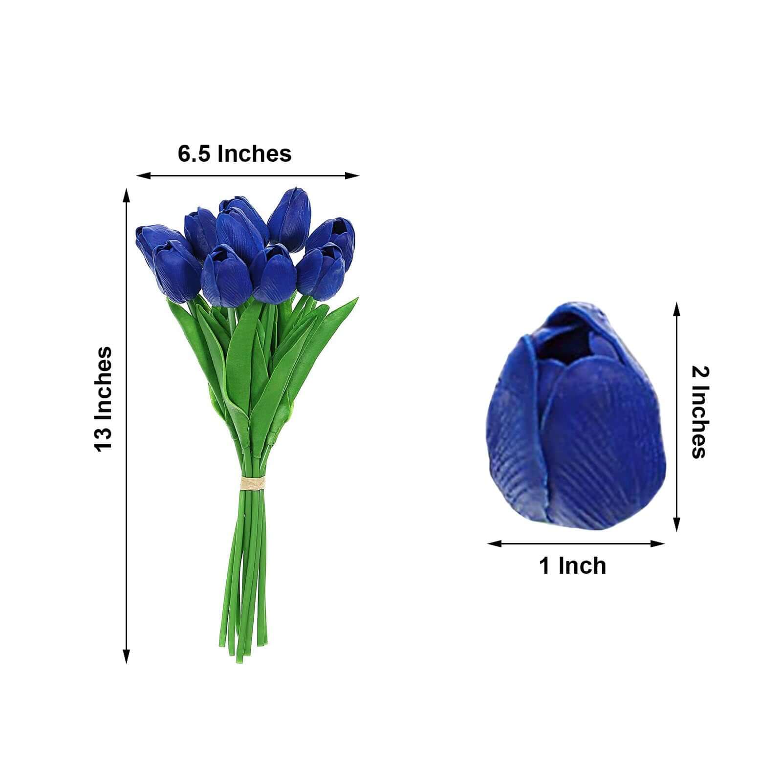 Hot! 10 Royal Blue Artificial Foam Tulip Stems, 13 Inches Tall