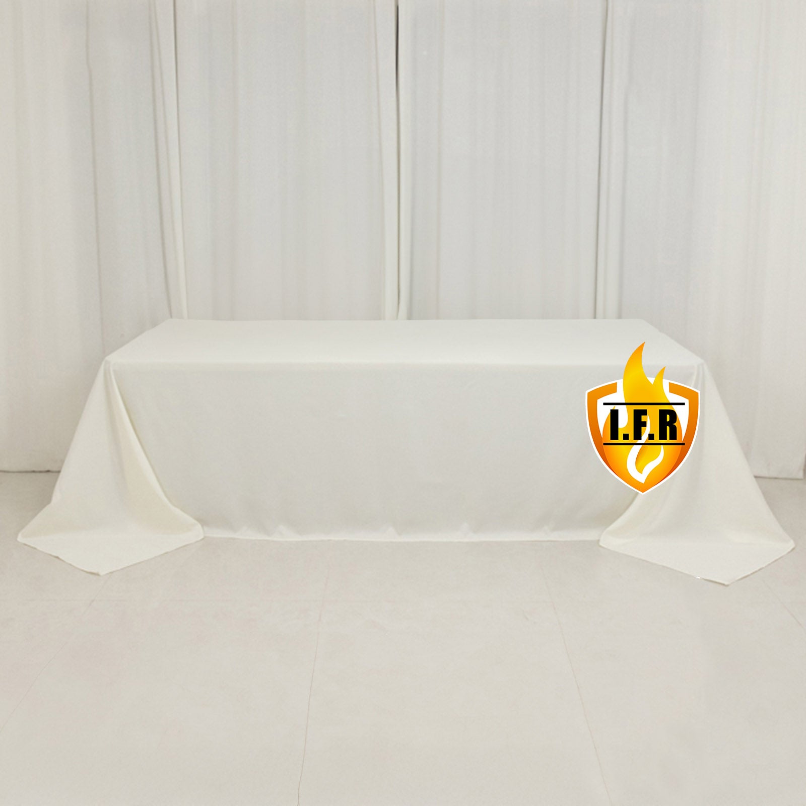 Ivory High - Performance Seamless Fire - Retardant Premium Polyester 90x156 Rectangular Tablecloth