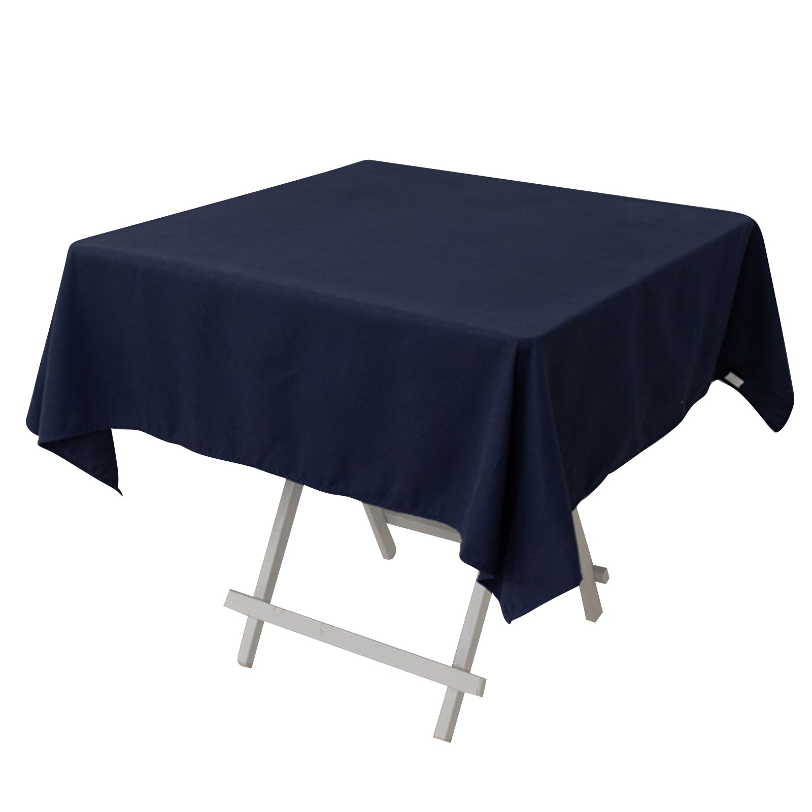 Wrinkle-Resistant Navy Blue Cotton Blend 54x54 Square Table Cover