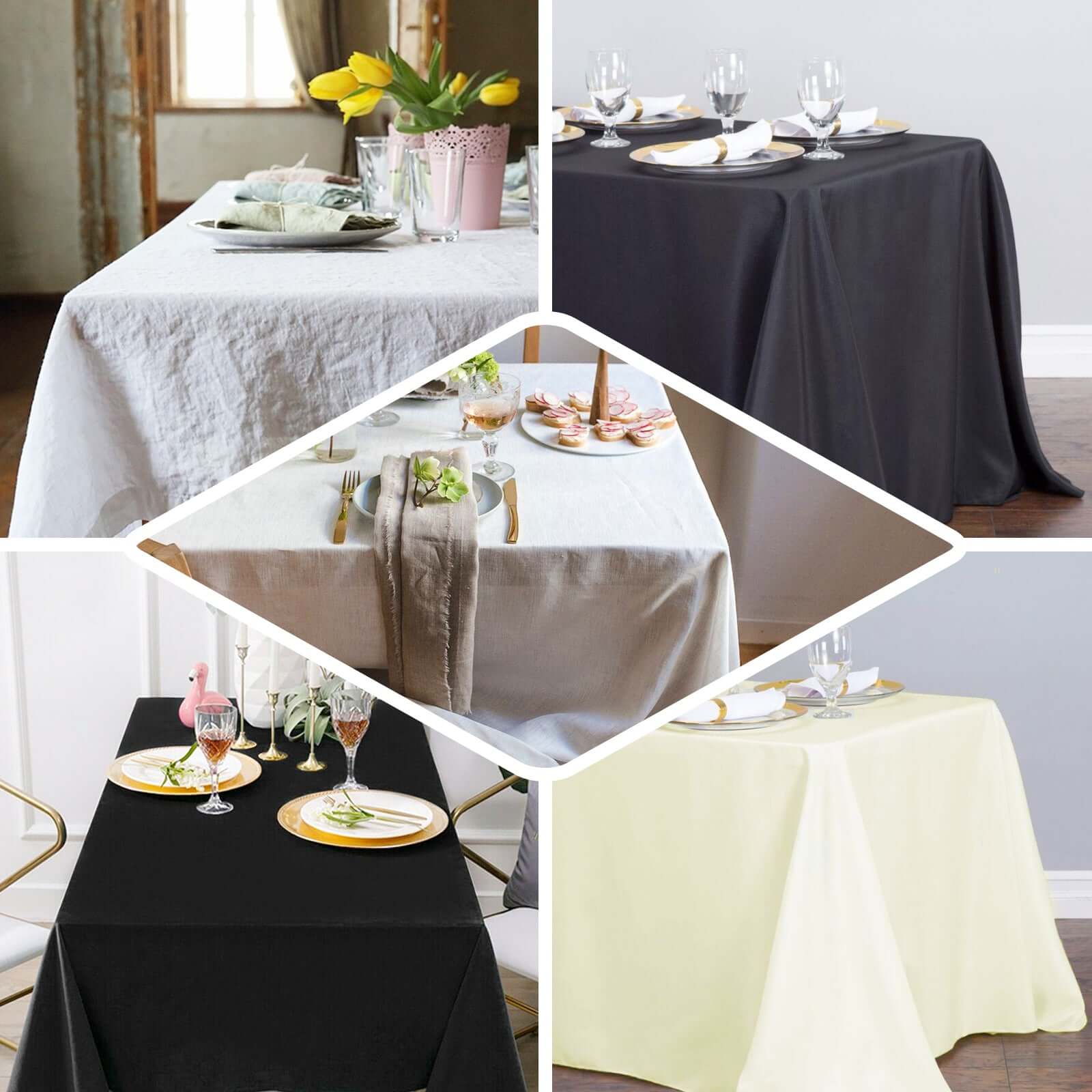 Black Seamless 100% Cotton Rectangle Tablecloth, 90x132, Soft & Breathable