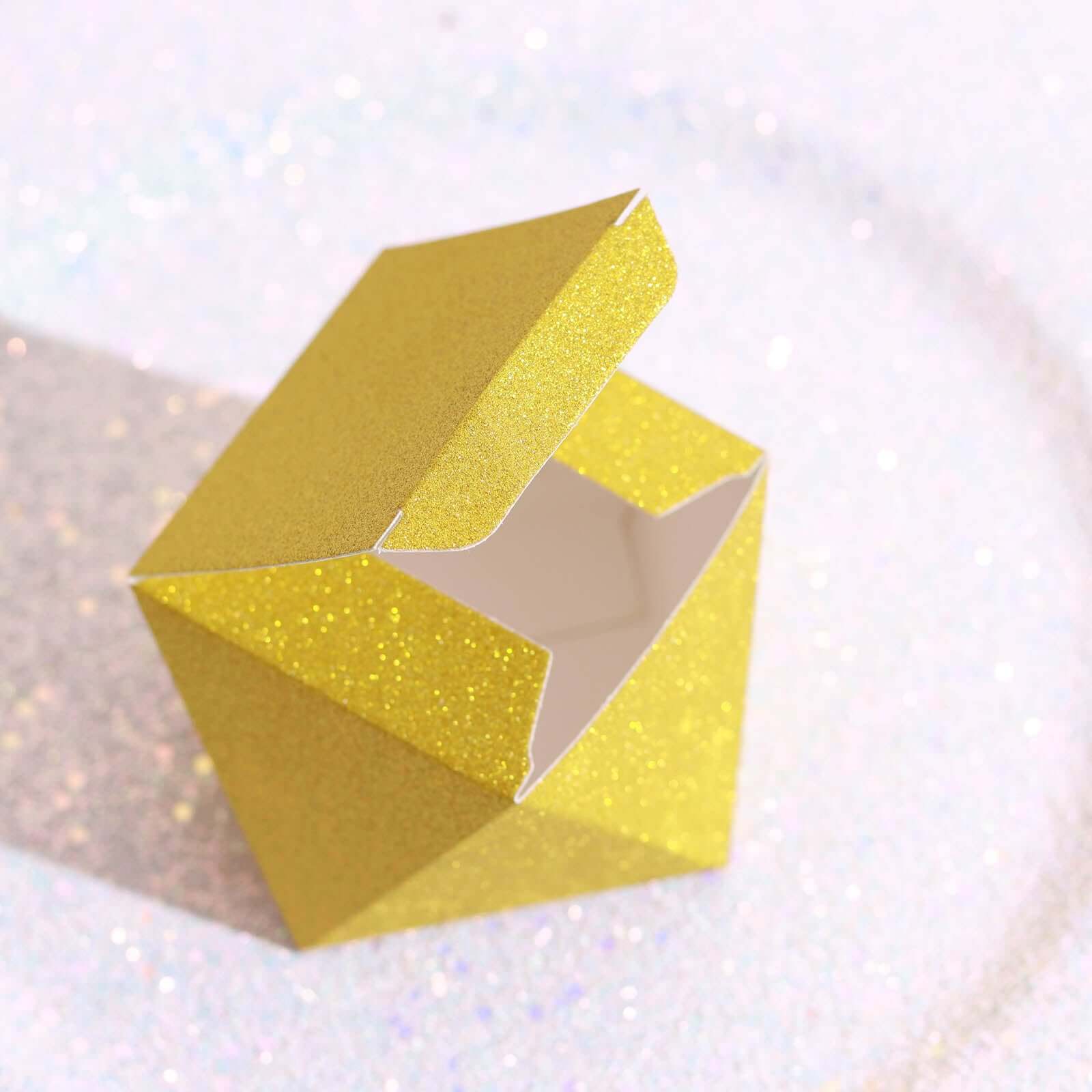 Get 25-Pack Gold Glittered 3x4 Geometric DIY Wedding Favor Gift Boxes Now