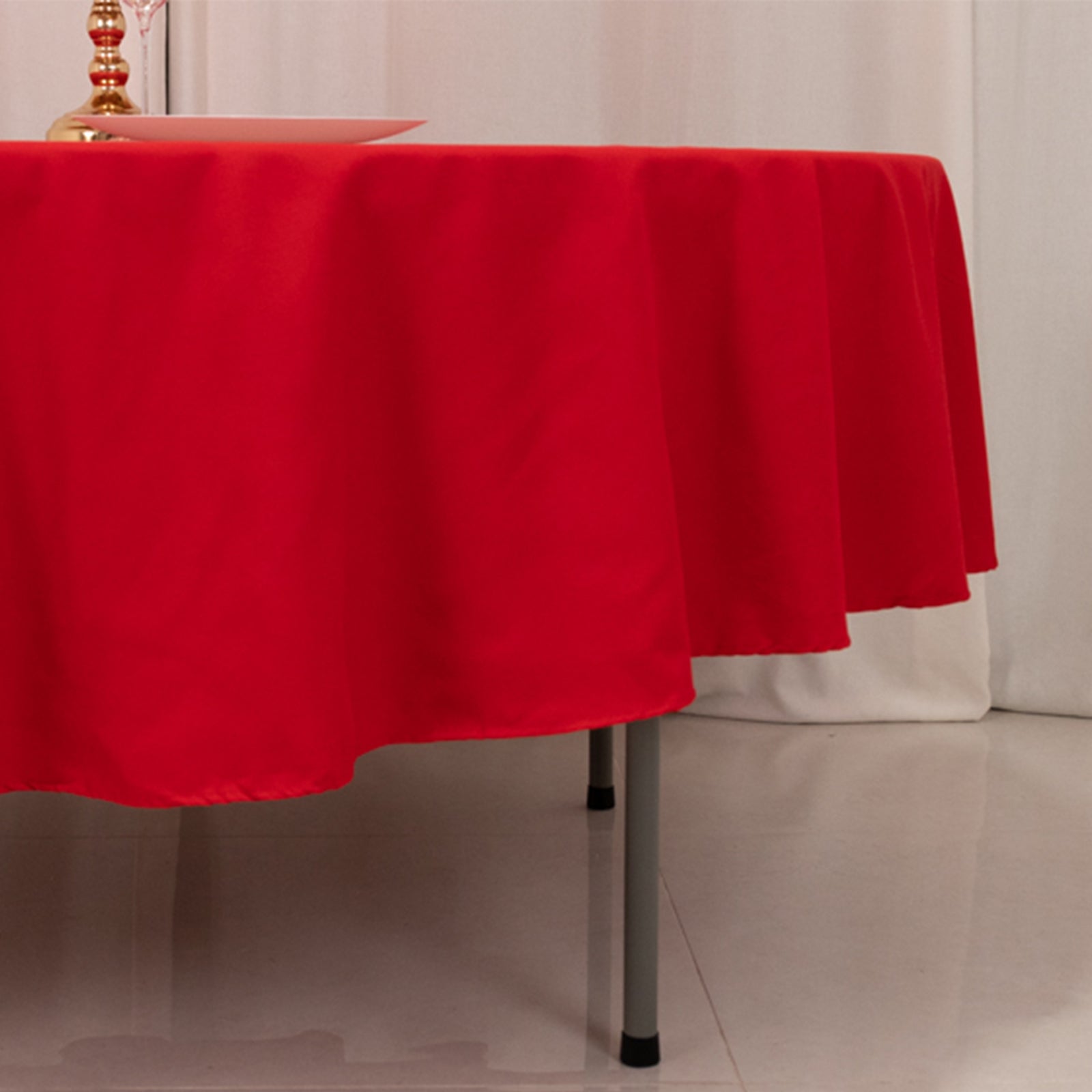 Red 90" Wrinkle-Resistant Cotton Blend Round Tablecloth - Ideal for Events
