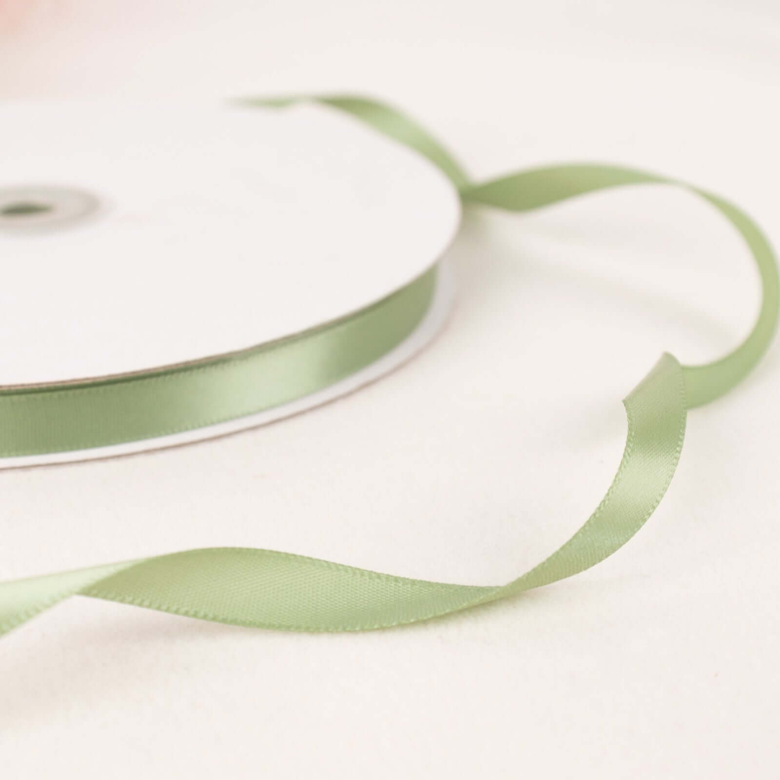 Hot! 100 Yards 3/8 Sage Green Single - Face Decorative Satin Ribbon