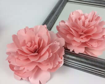 Set of 6 3D Mint and Apple Green Peony Paper Flowers for Wall Decor in 7', 9', 11' Sizes