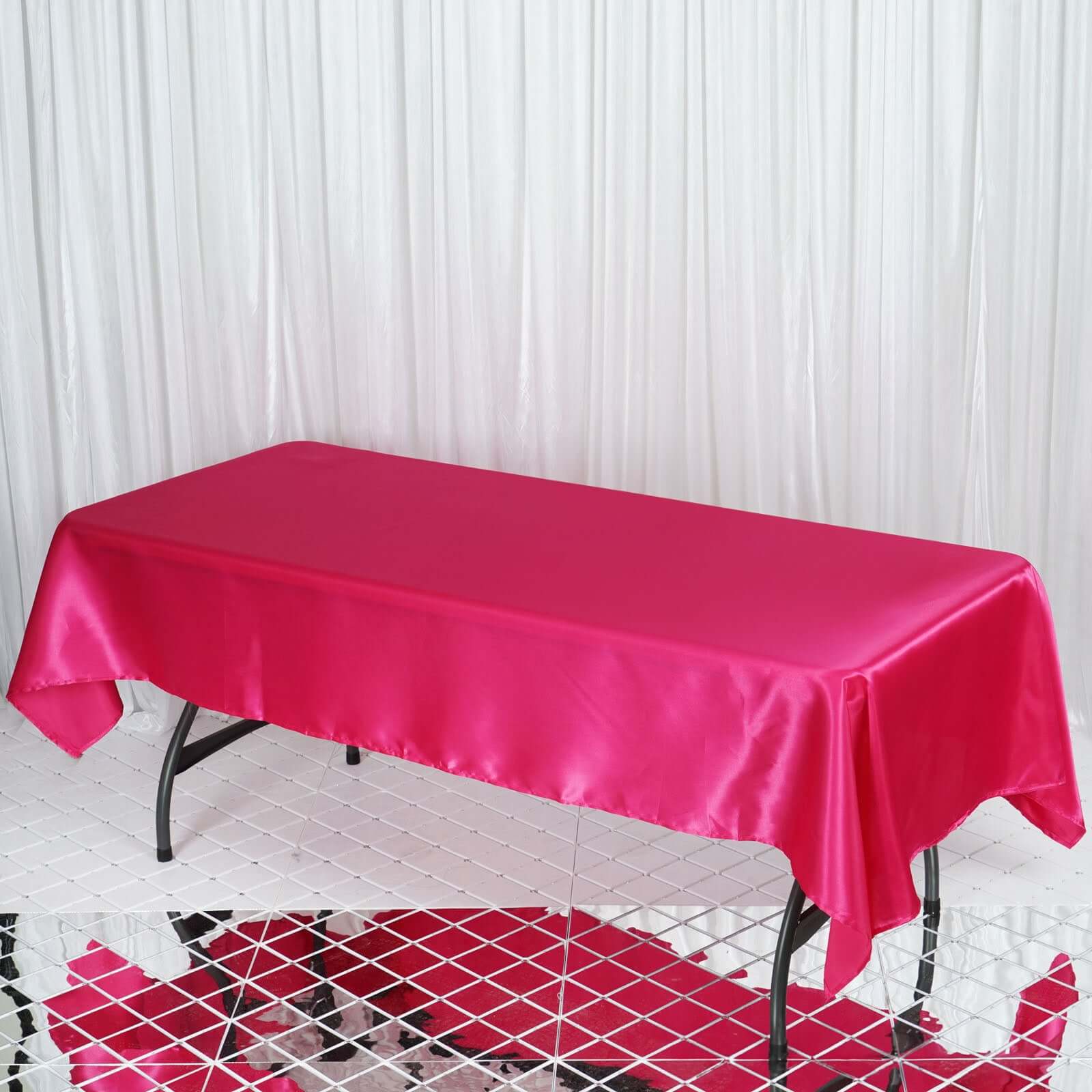 Fuchsia Satin Rectangular 60x102 Tablecloth - Soft and Shiny Table Cover