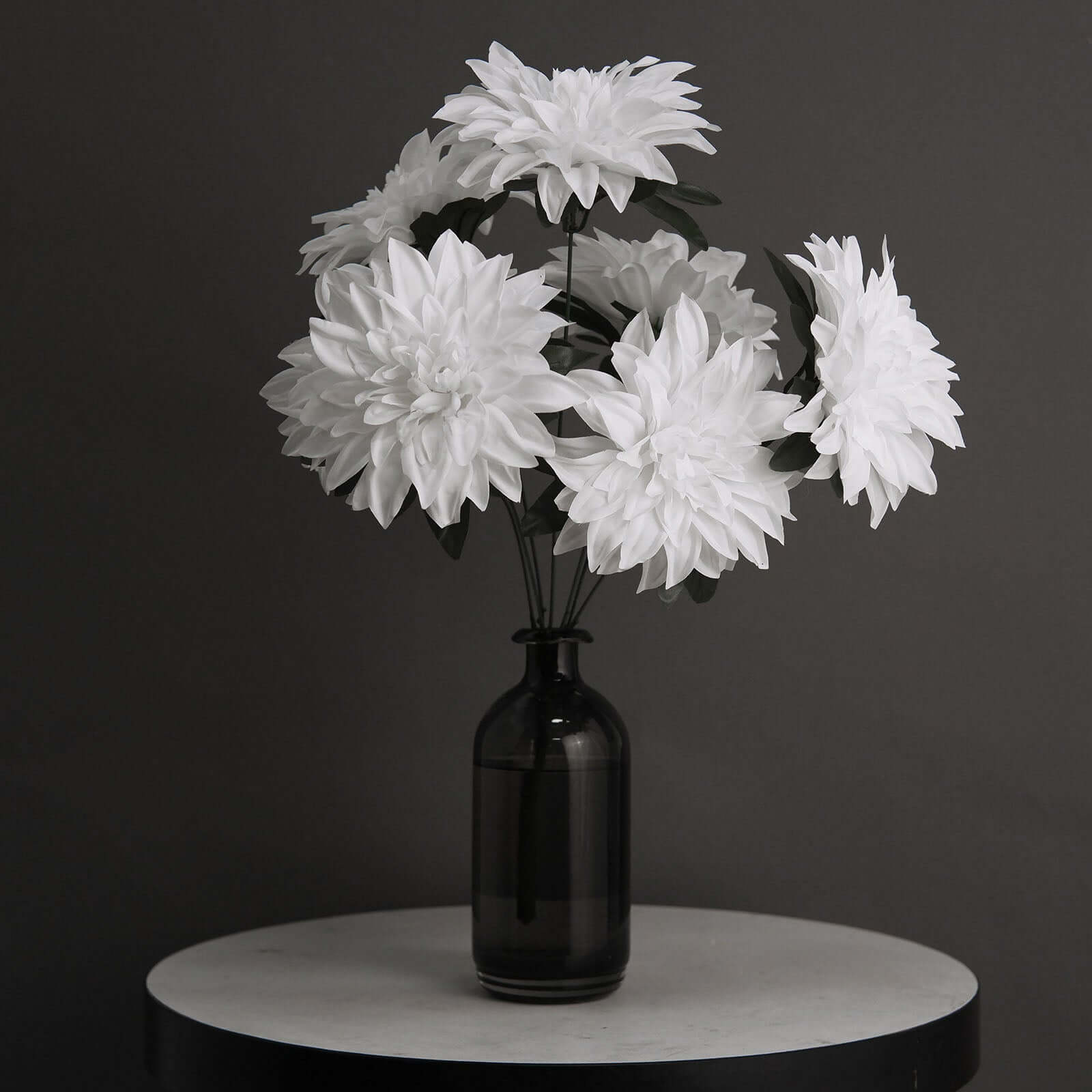 2 Bouquets of 20 Lifelike White Artificial Silk Dahlia Flower Spray Bushes