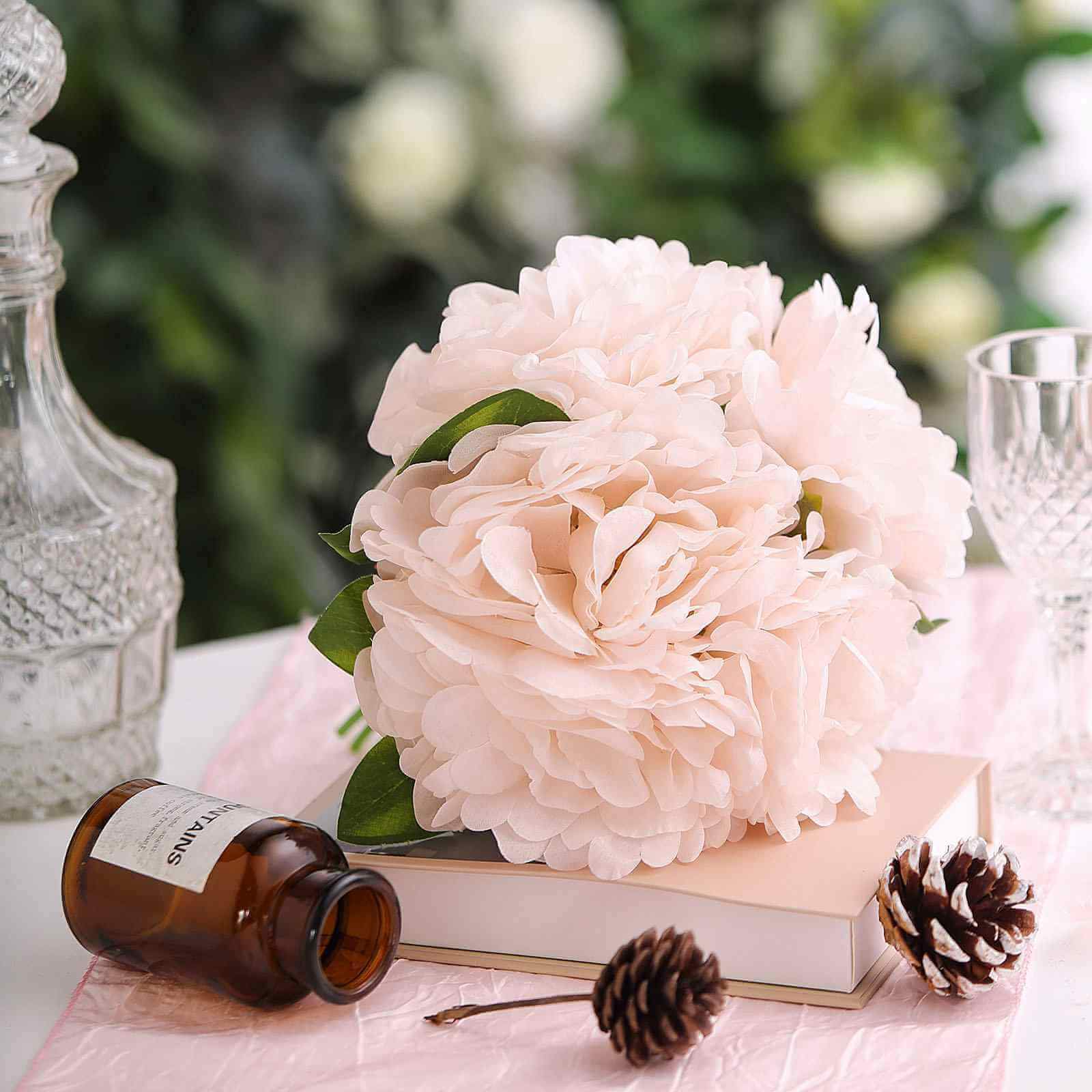 Hot Sale! 11-piece Blush Artificial Silk Peony Flower Bouquet for Various Occasions