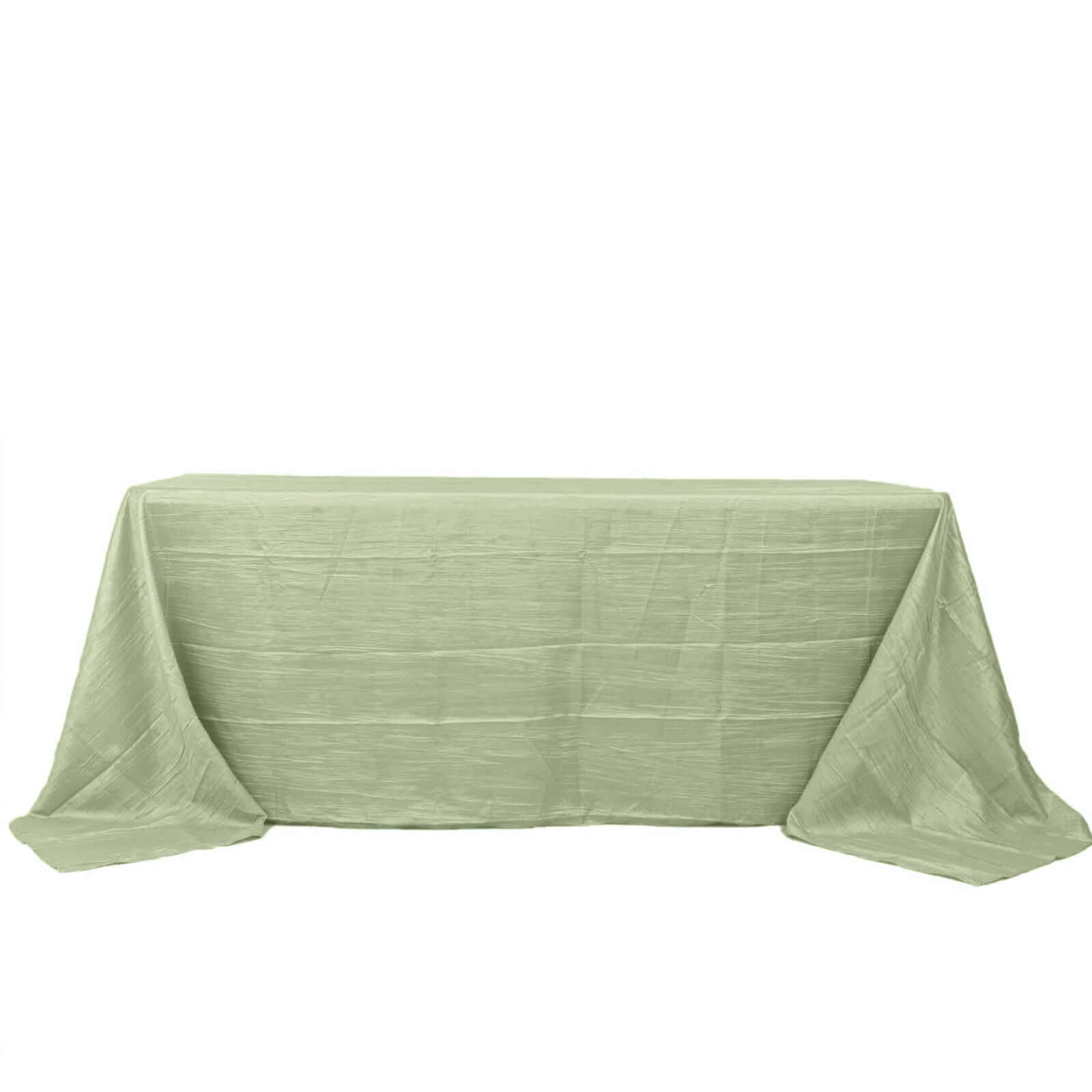 Discount! Sage Green Seamless Accordion Crinkle Taffeta Rectangle Tablecloth 90x132