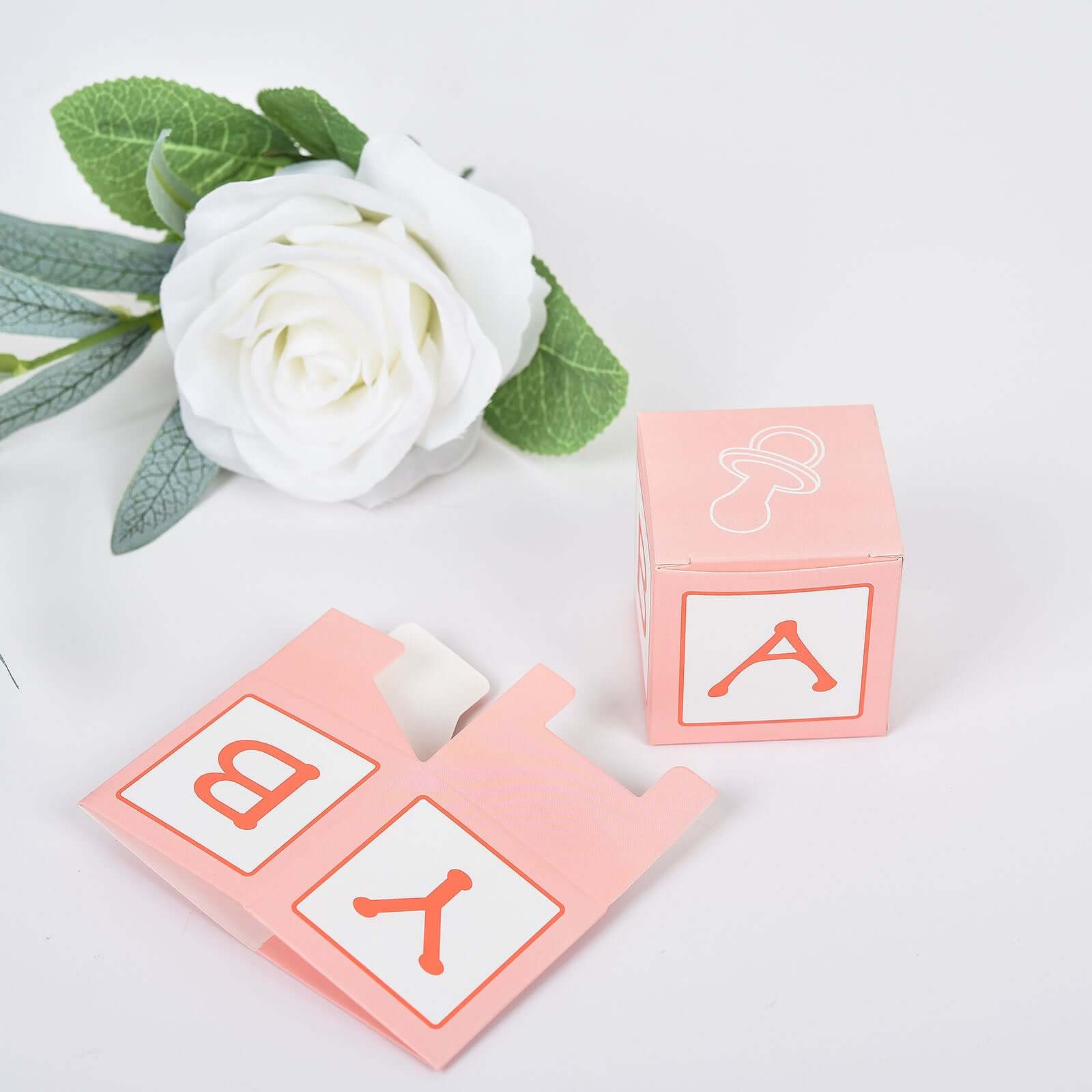 25-Piece Set of Pink Baby Shower Party Favor Candy Gift Boxes