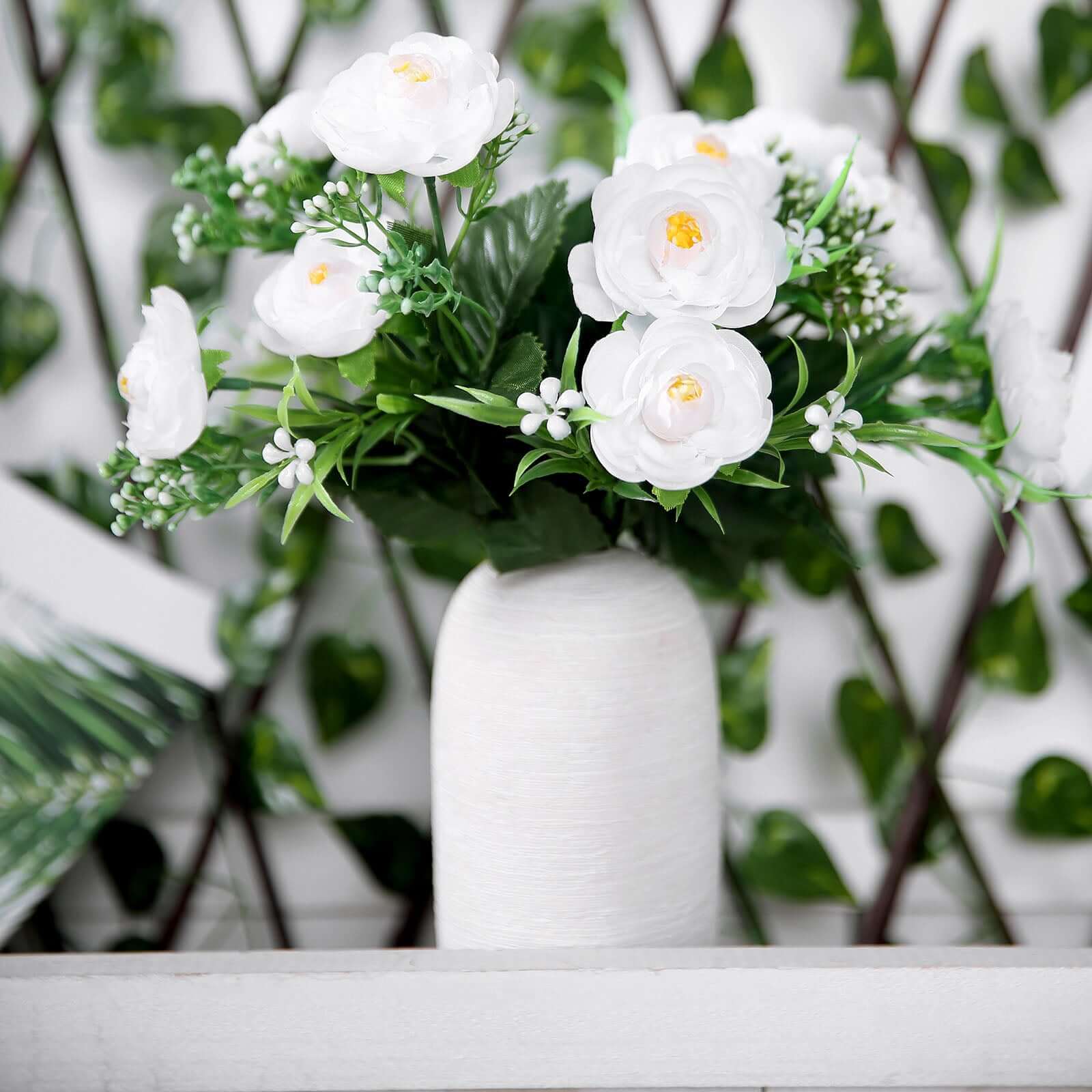 Amazing Deal! 4-Bush White Artificial Silk Peony Flower Bouquet for Stunning Decor