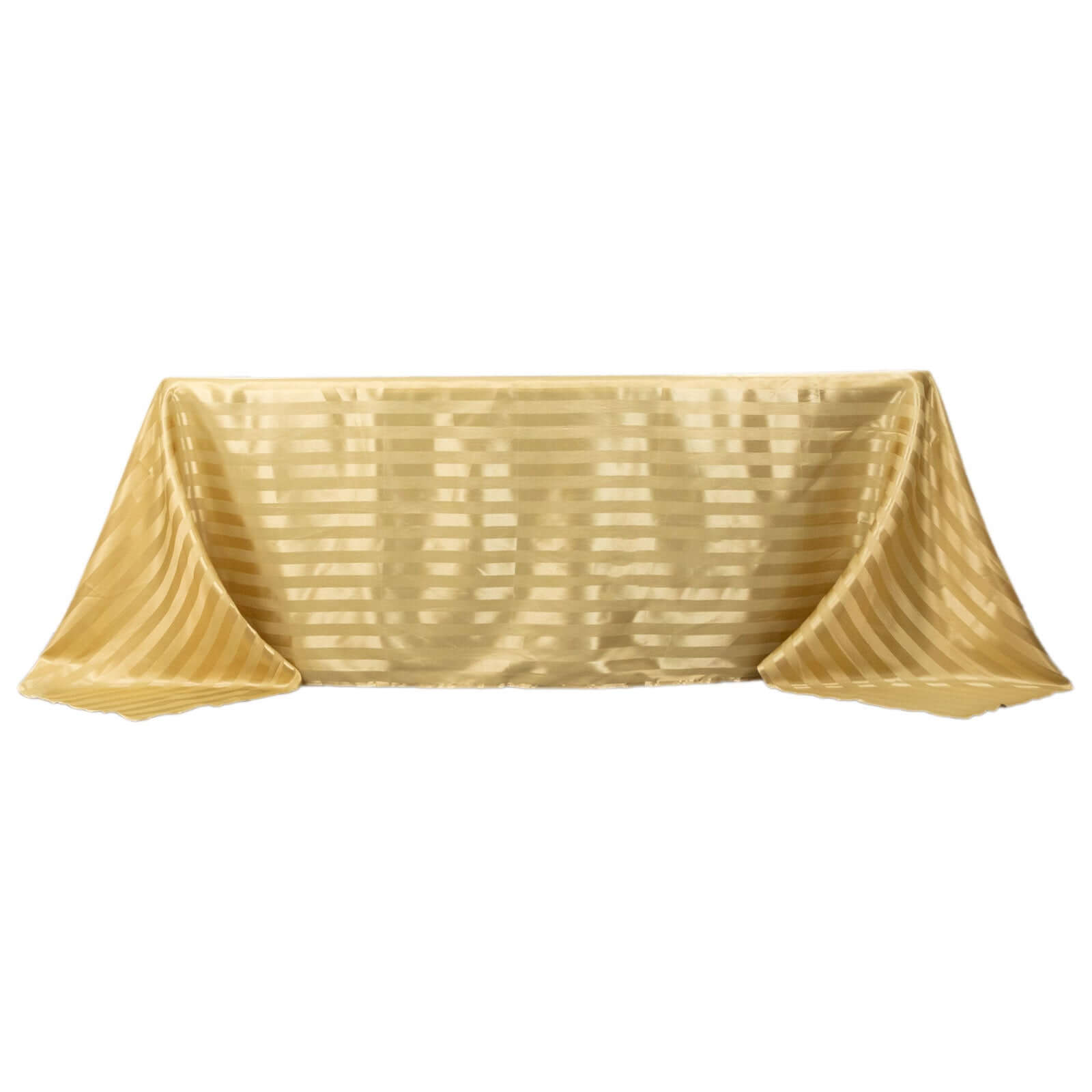Champagne Satin Rectangular Tablecloth with Glossy Stripes, 90x132