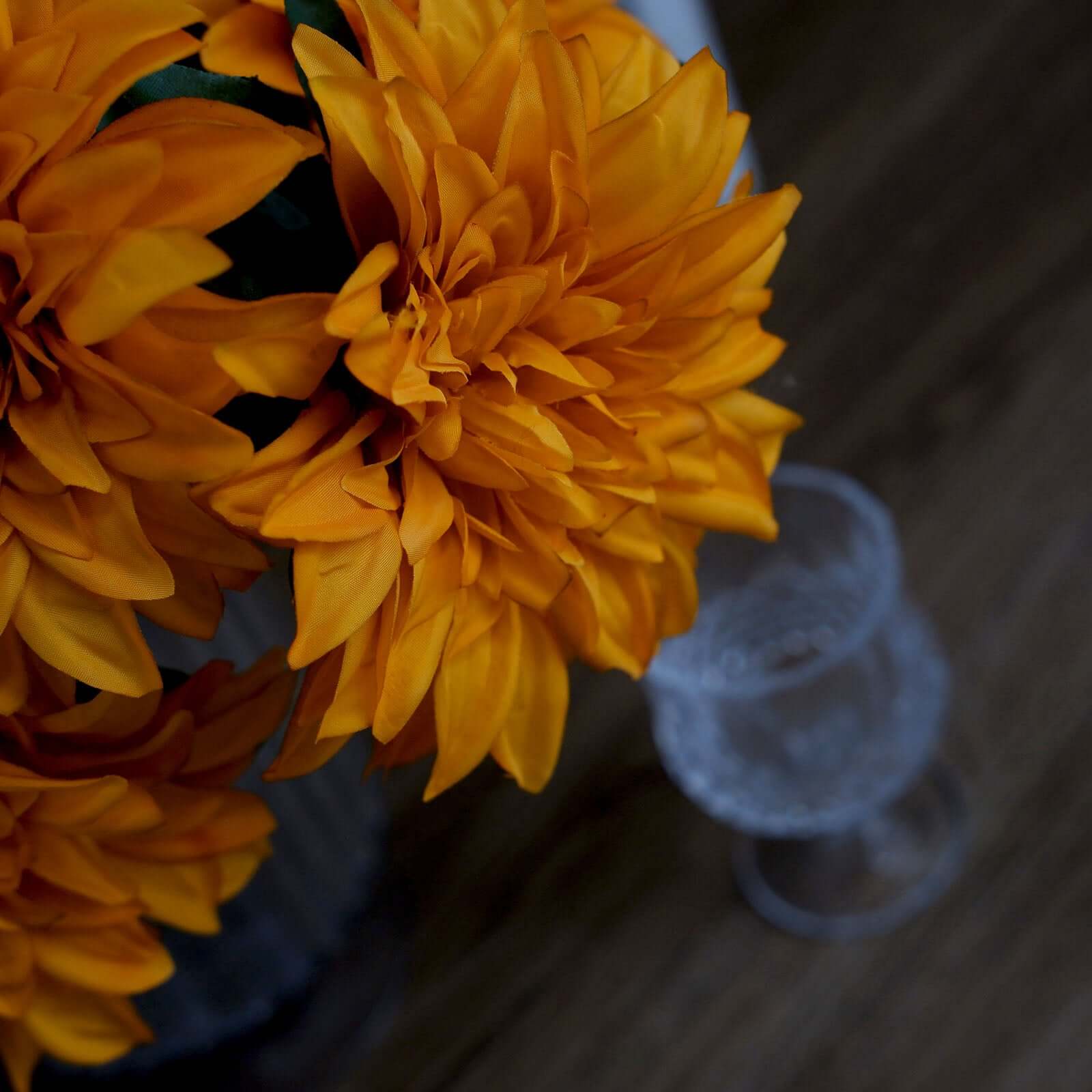 Hot Deal! 2 Bouquets of Orange Artificial Silk Dahlia Flower Spray Bushes - 20 Inches Tall