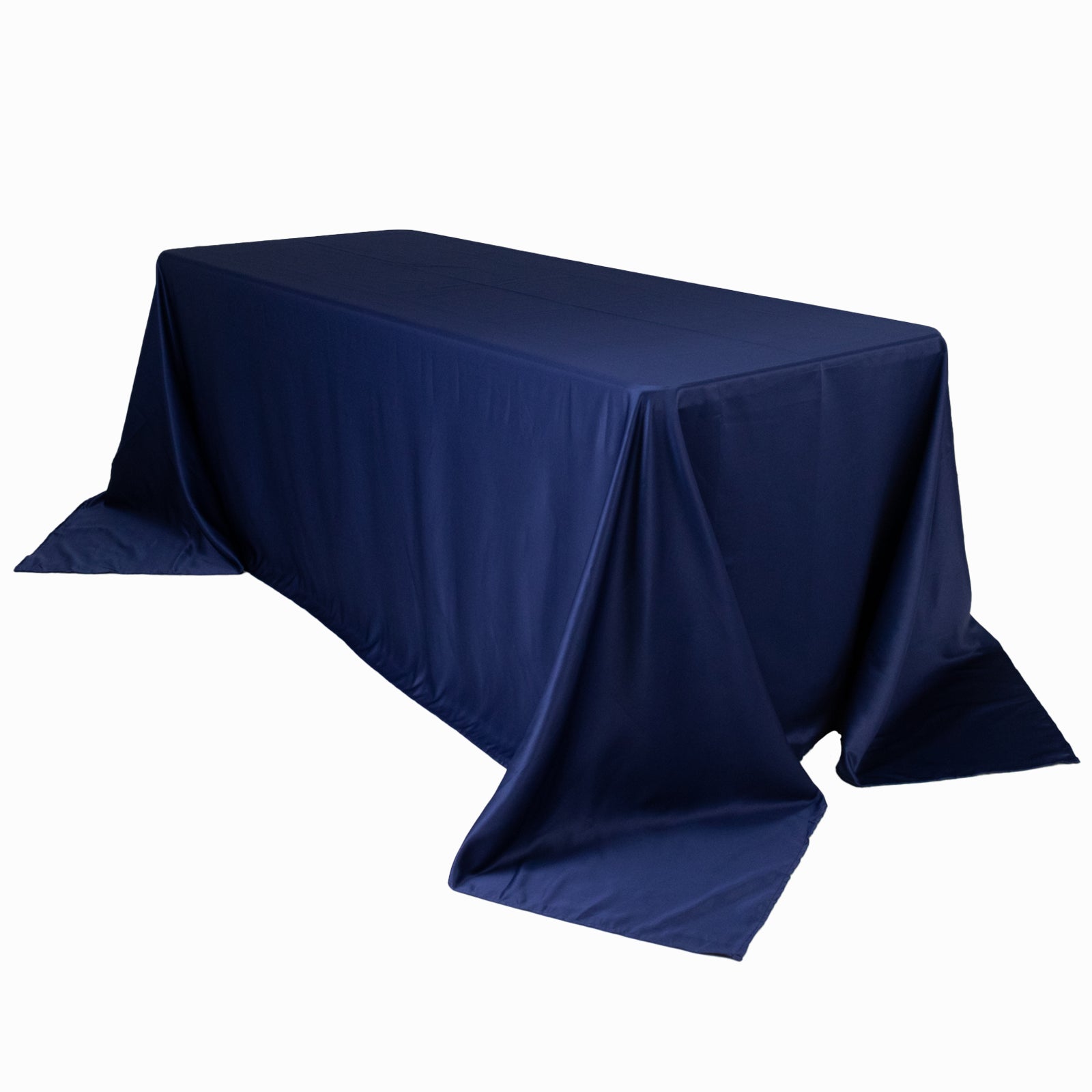 Exclusive Navy Blue Lamour Satin Rectangle Tablecloth 90x132 - Soft, Silk-Like & Durable