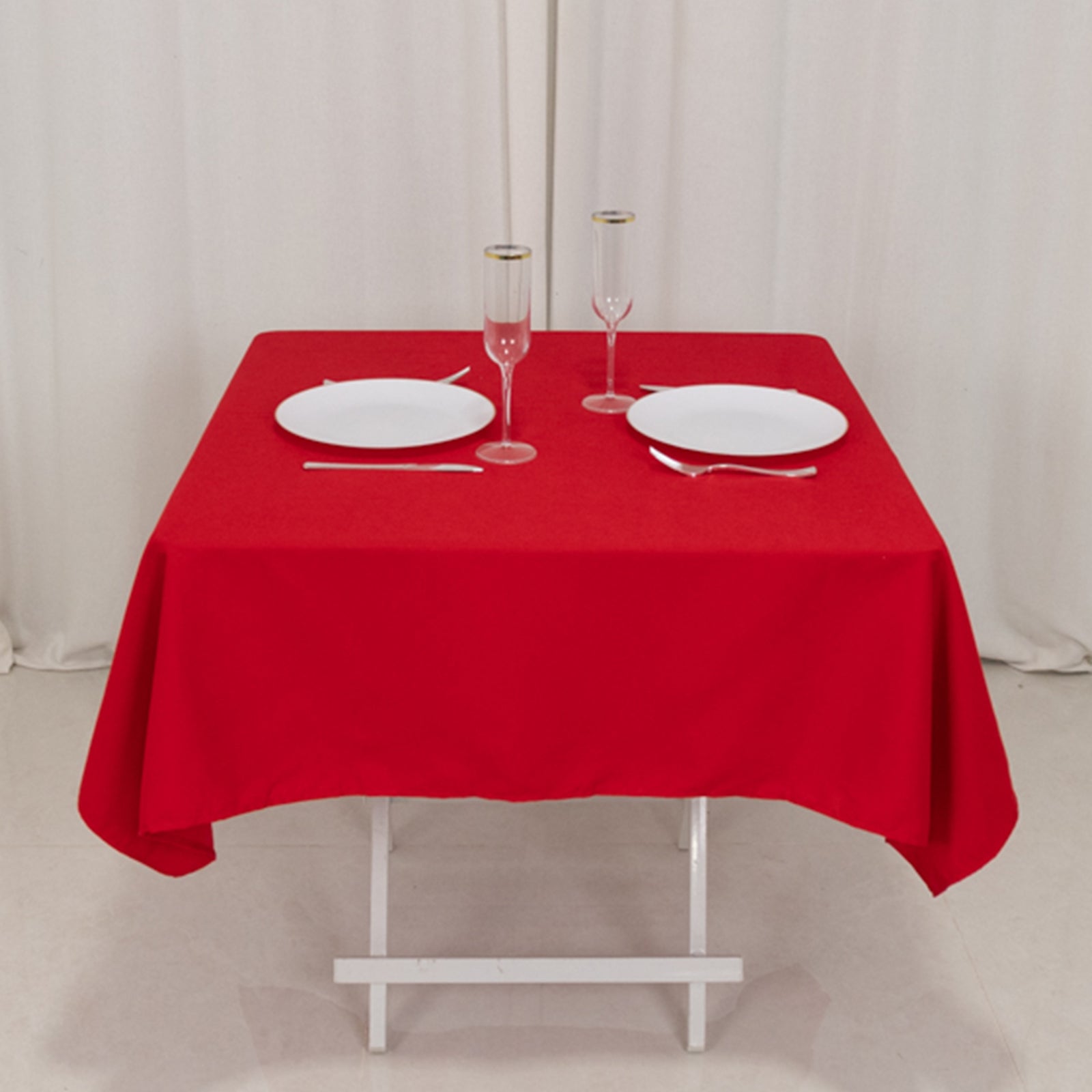 Wrinkle-Resistant Red Cotton Blend 54x54 Square Tablecloth