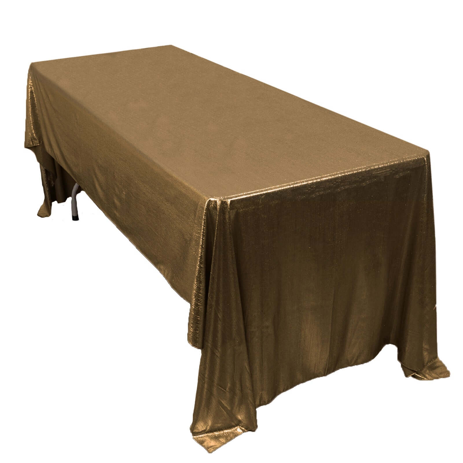 Sparkling Antique Gold Sequin Dots Polyester Rectangle Tablecloth - Wrinkle-Free & Reusable, Ideal for Events