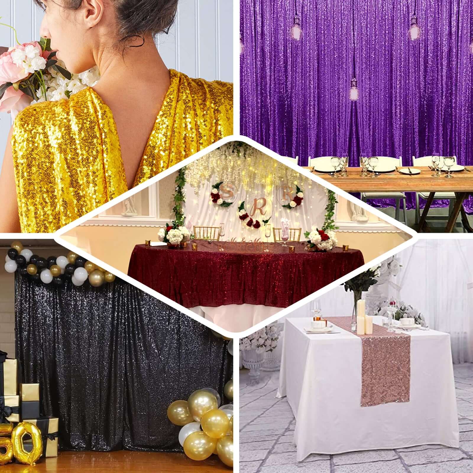 Hot! 54'x4 Yards White Sparkly Sequin Fabric Roll for DIY Crafts