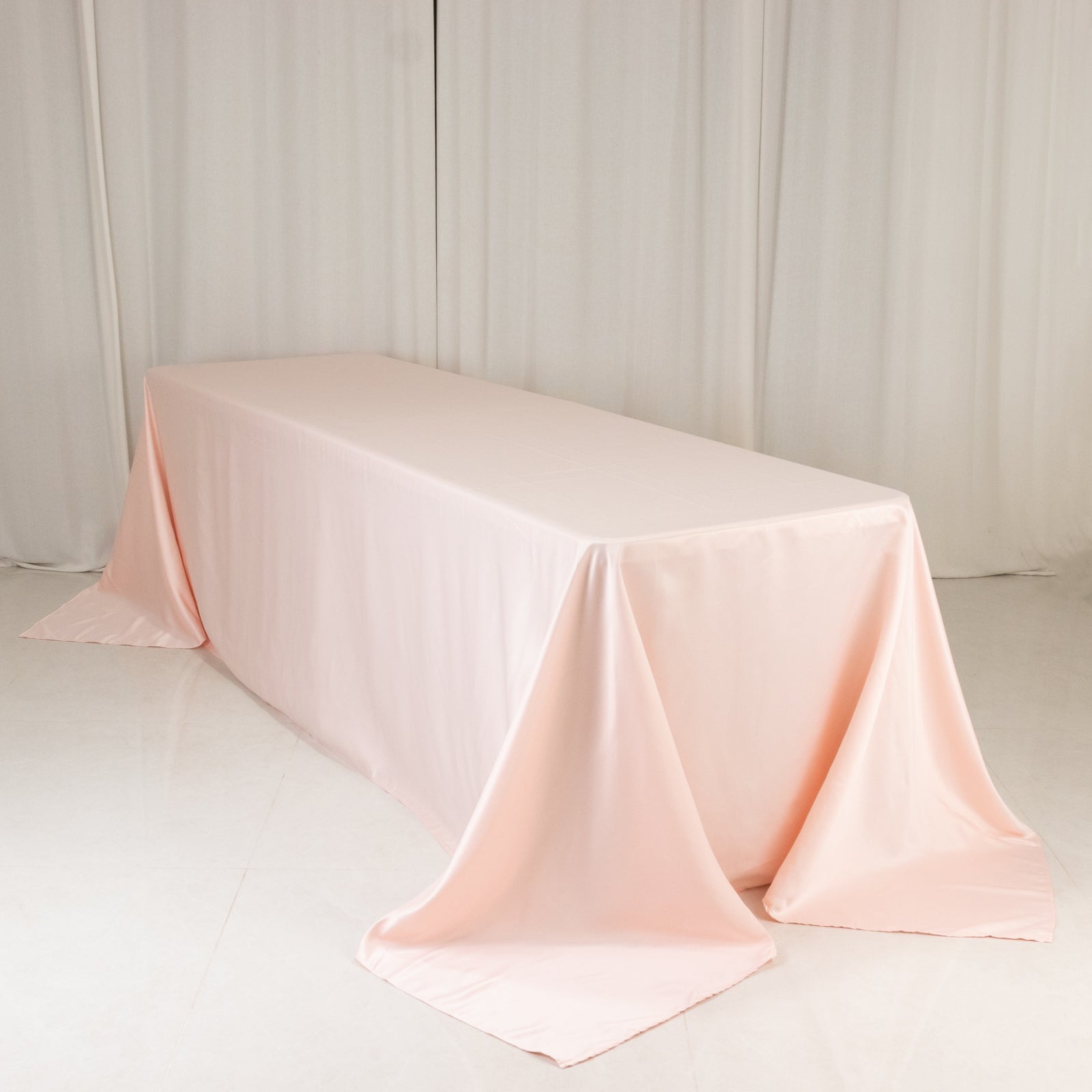 Luxurious Blush Lamour Satin Rectangle Tablecloth 90x156 - Soft & Seamless