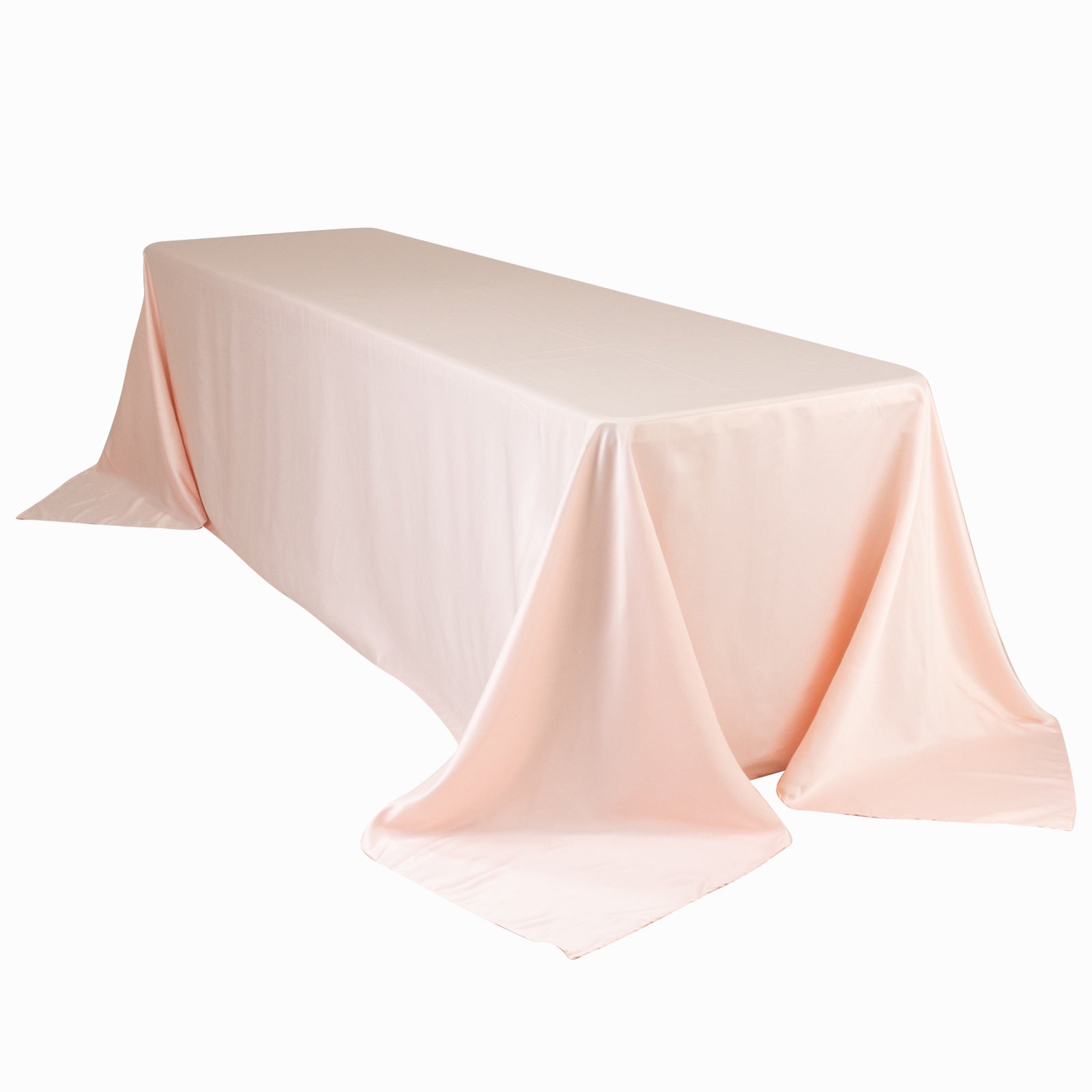 Luxurious Blush Lamour Satin Rectangle Tablecloth 90x156 - Soft & Seamless