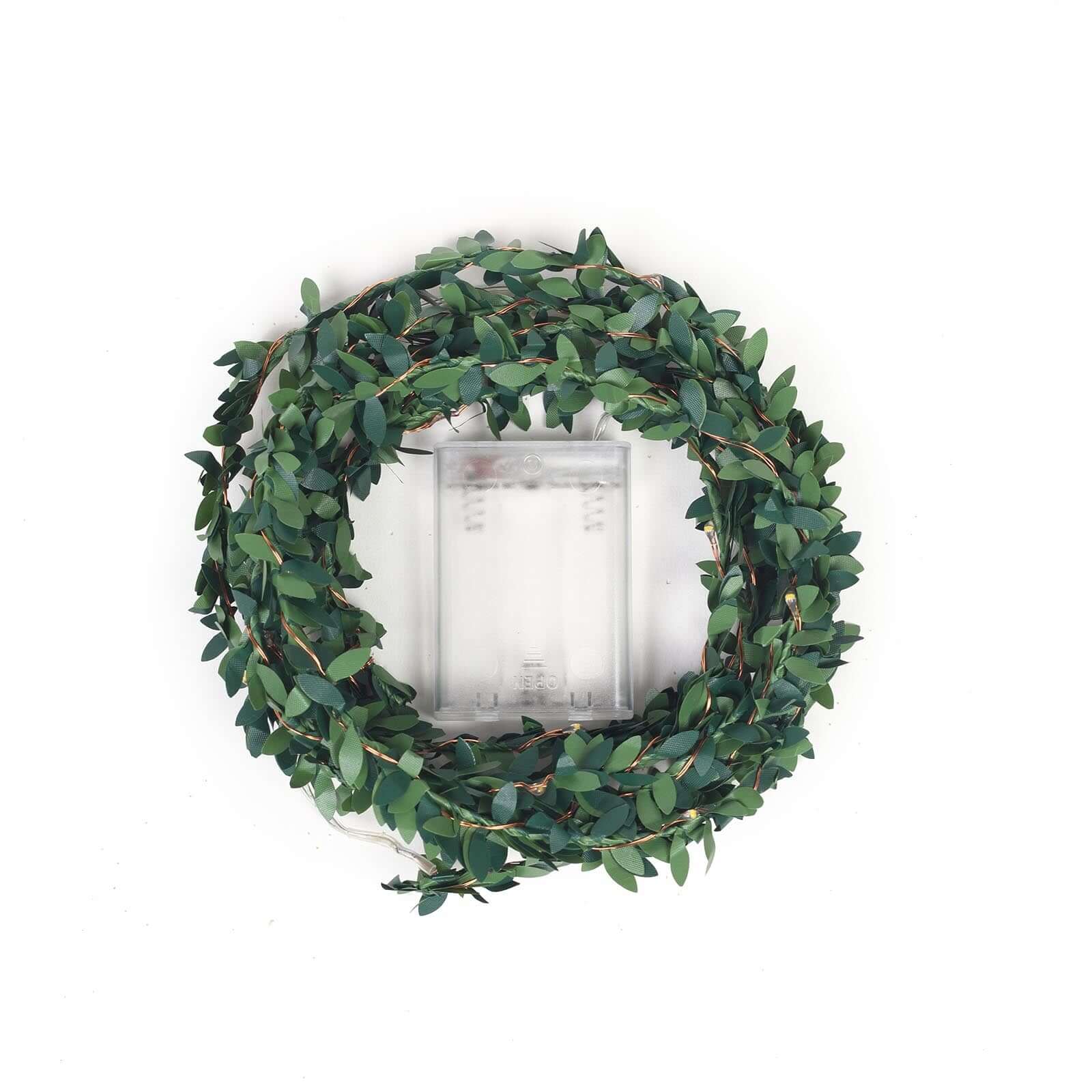 Hot Sale! 10ft 30-LED Battery-Operated Garland String Lights with Green Leaf Design and White Light