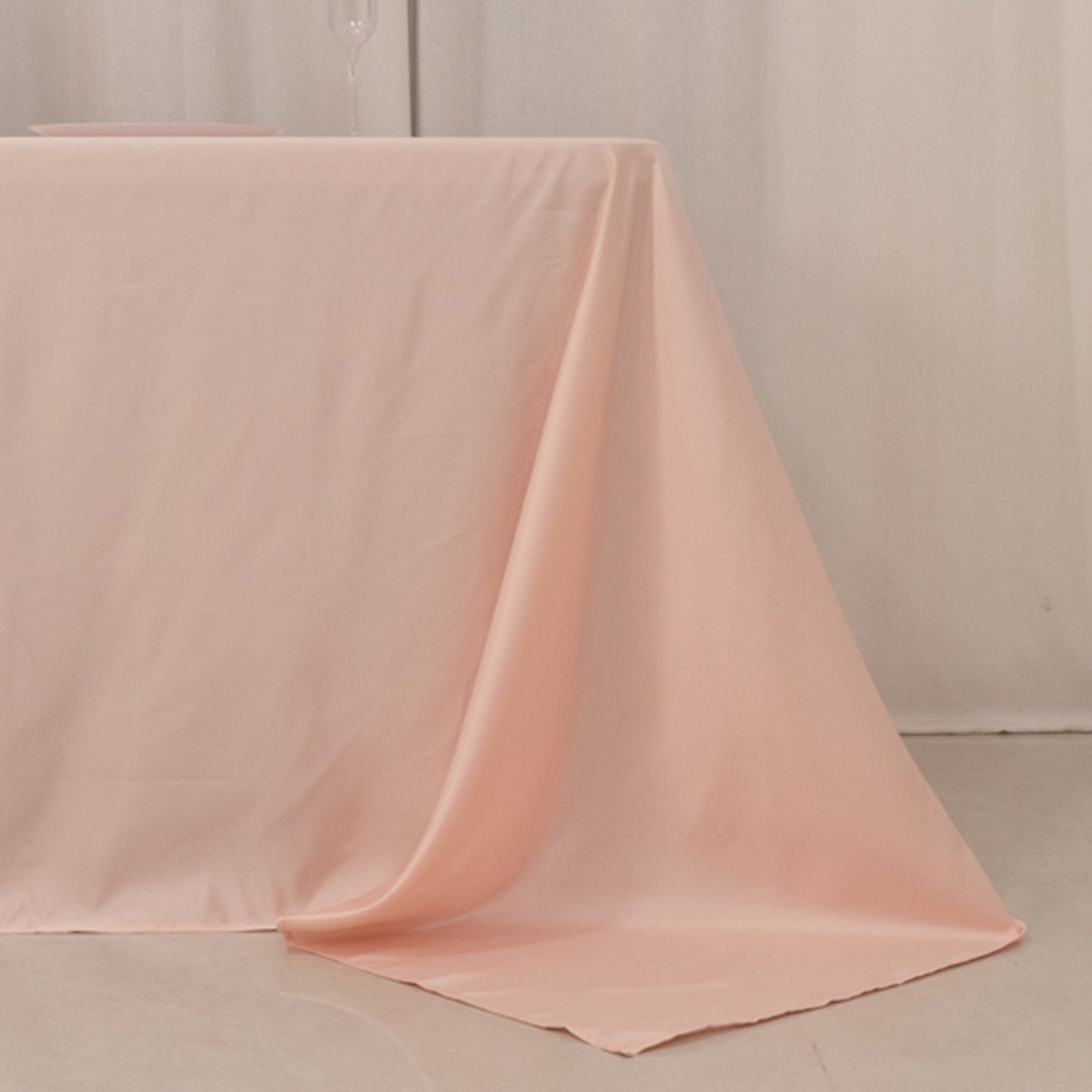 Luxurious Blush Lamour Satin Rectangle Tablecloth 90x156 - Soft & Seamless