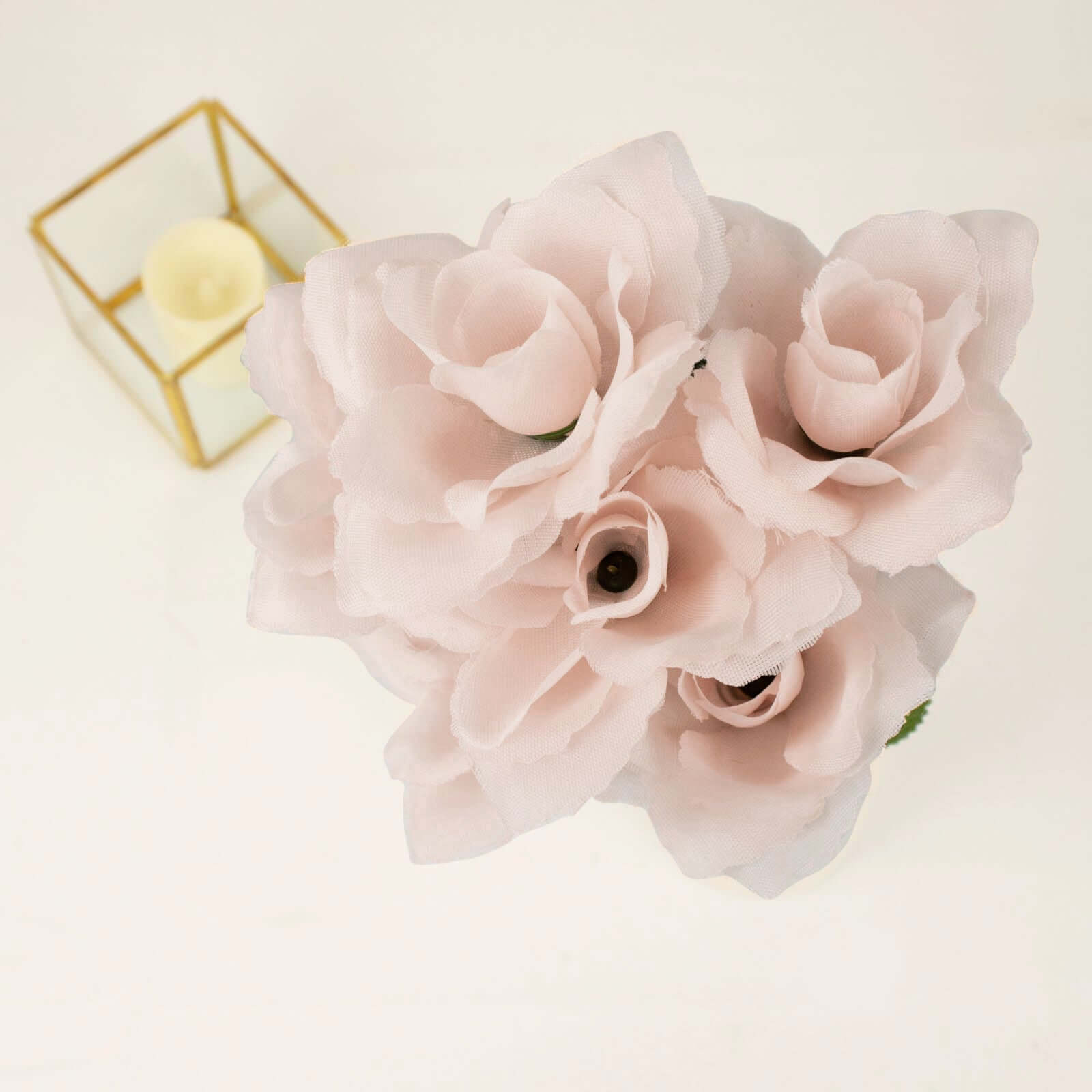 12 Bushes of Premium Blush Artificial Silk Rose Flowers, 84 Roses in Total