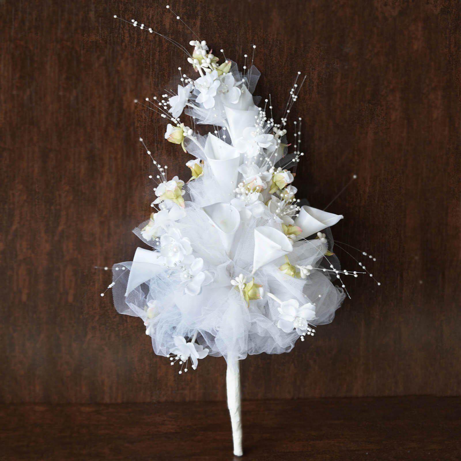 Amazing 20-Piece White Artificial Lily and Tulip Bouquet for Weddings and Special Occasions