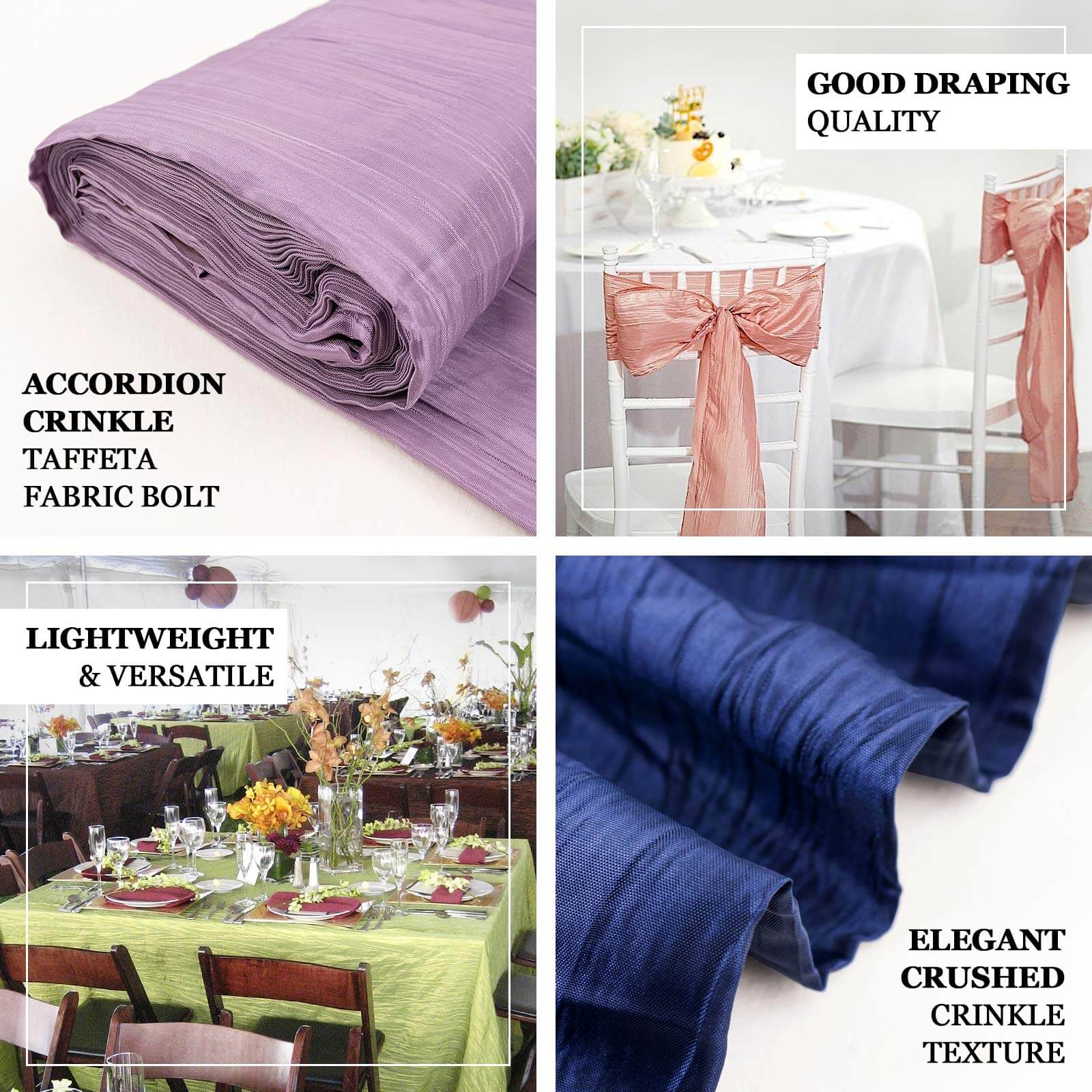 10-Yard Black Accordion Crinkle Taffeta Fabric Bolt, 54 Inches Wide