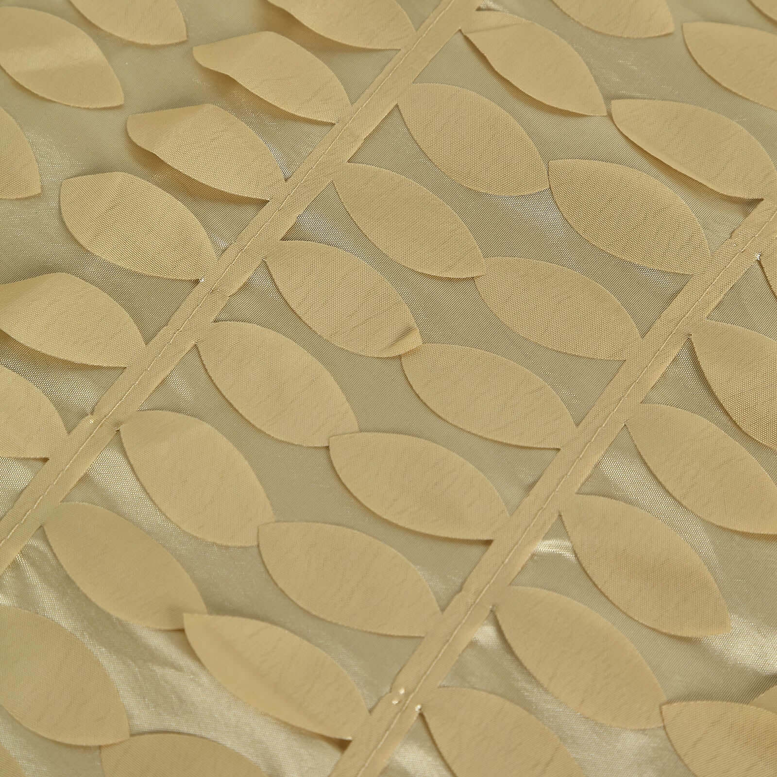 Champagne Taffeta Rectangle Tablecloth with 3D Leaf Petal Design - Perfect for Events!