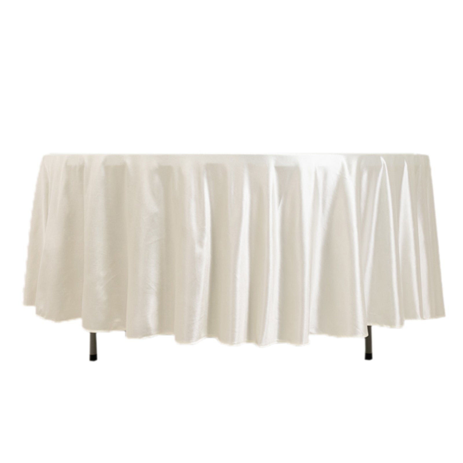 Hot Deal! Premium 108' Round Scuba Tablecloth in Shimmering Pearl White - Wrinkle & Stain Resistant