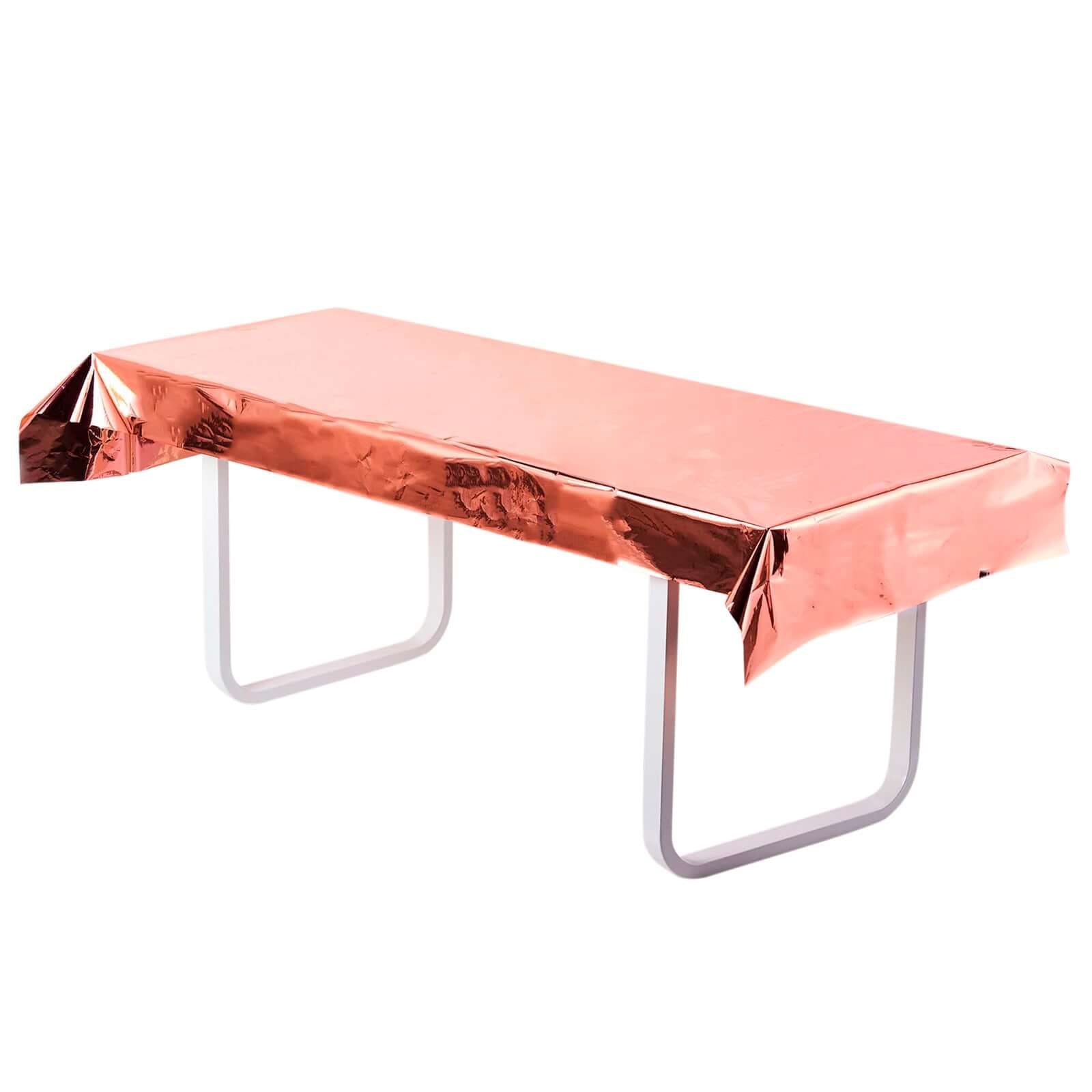 Rose Gold Disposable Metallic Foil Rectangle Tablecloth 40x90 - Ideal for Party Decor