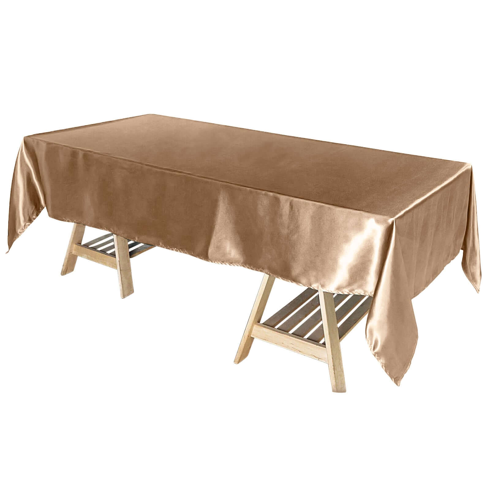 Taupe Satin 60x102 Rectangular Tablecloth - Smooth, Lustrous & Stain-Resistant