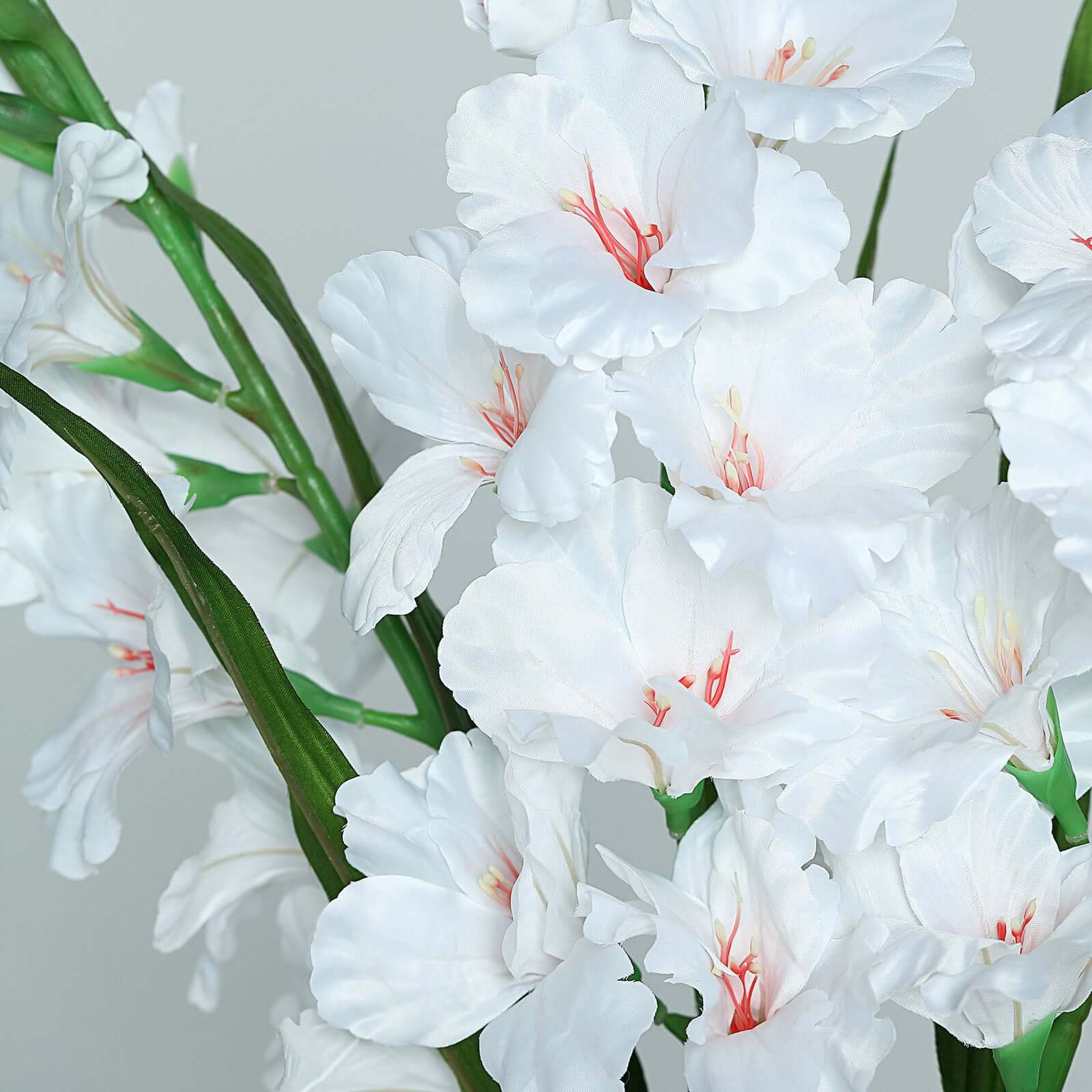 3 Stems of 36-Inch Tall White High-Quality Artificial Silk Gladiolus Flower Spray