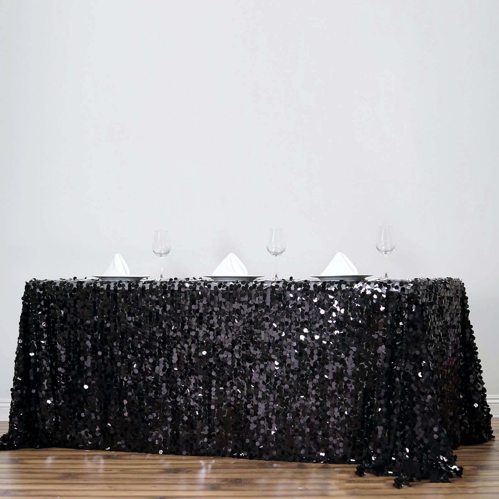 Black Seamless Sequin Rectangle Tablecloth 90x156 - Payette Style