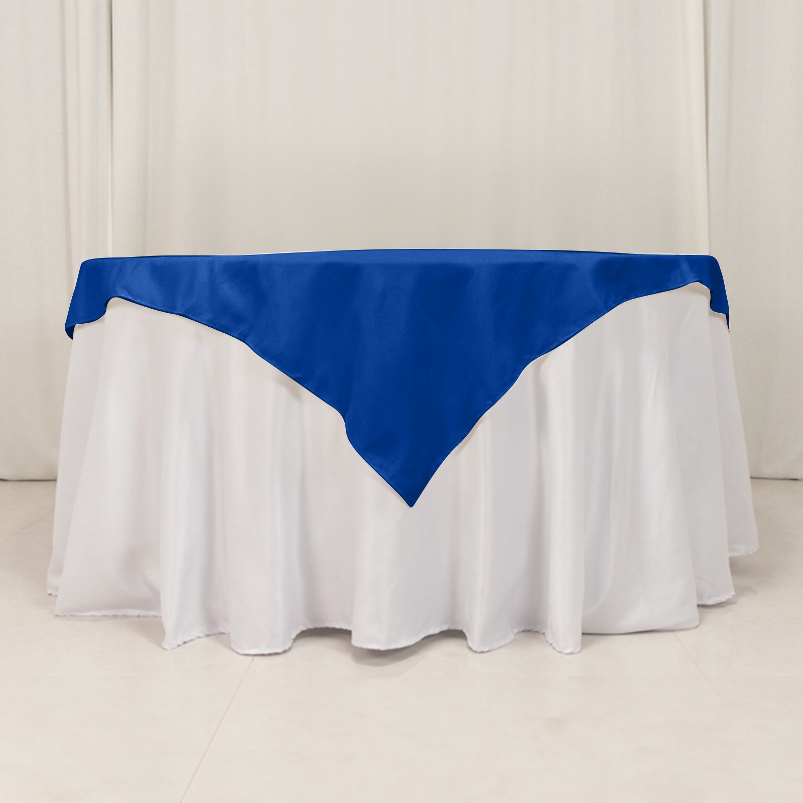 Royal Blue 54x54 Cotton Blend Square Table Overlay - Wrinkle-Resistant Table Topper for Events