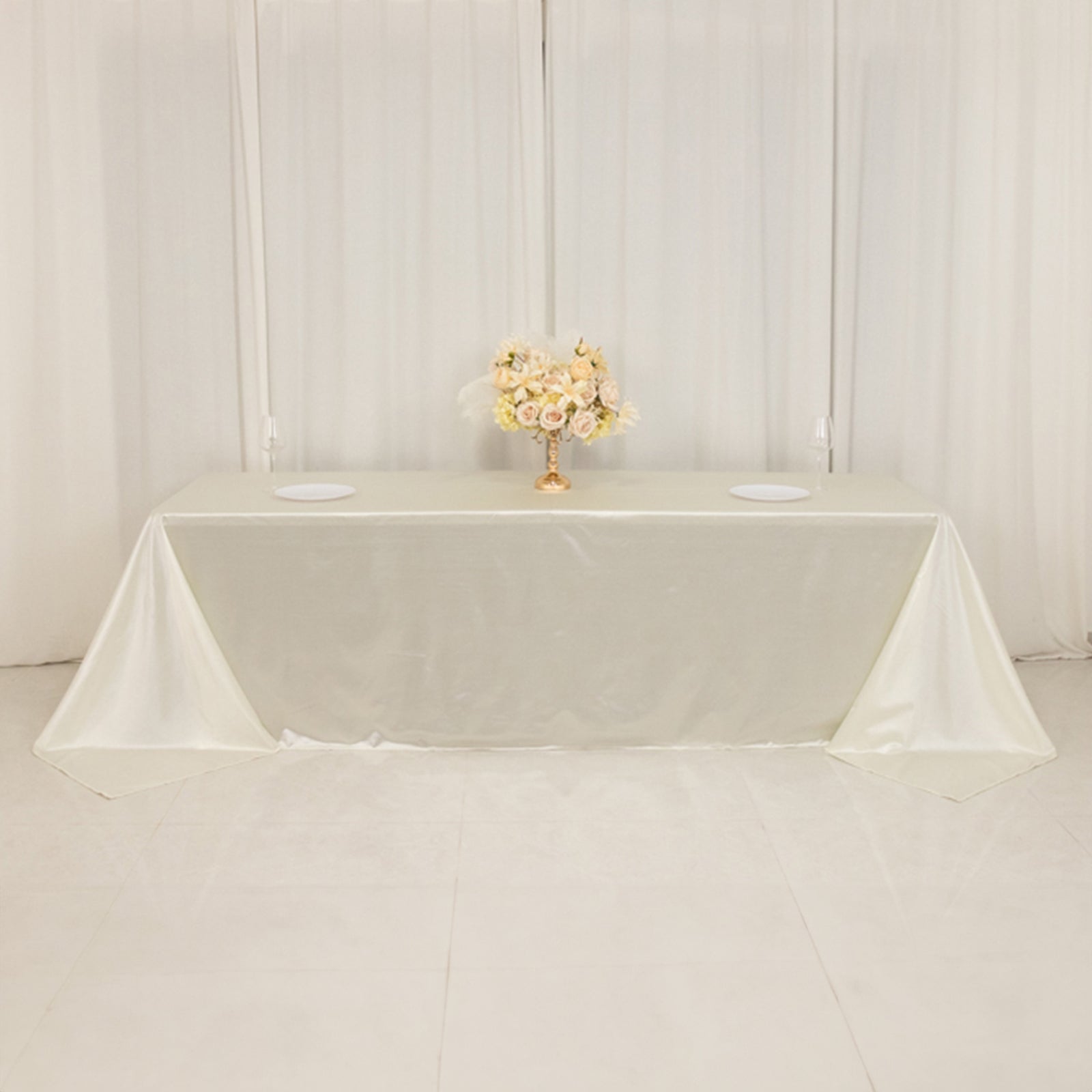 Hot Deal! Premium Shimmering Pearl White Scuba Tablecloth - Wrinkle & Stain Free