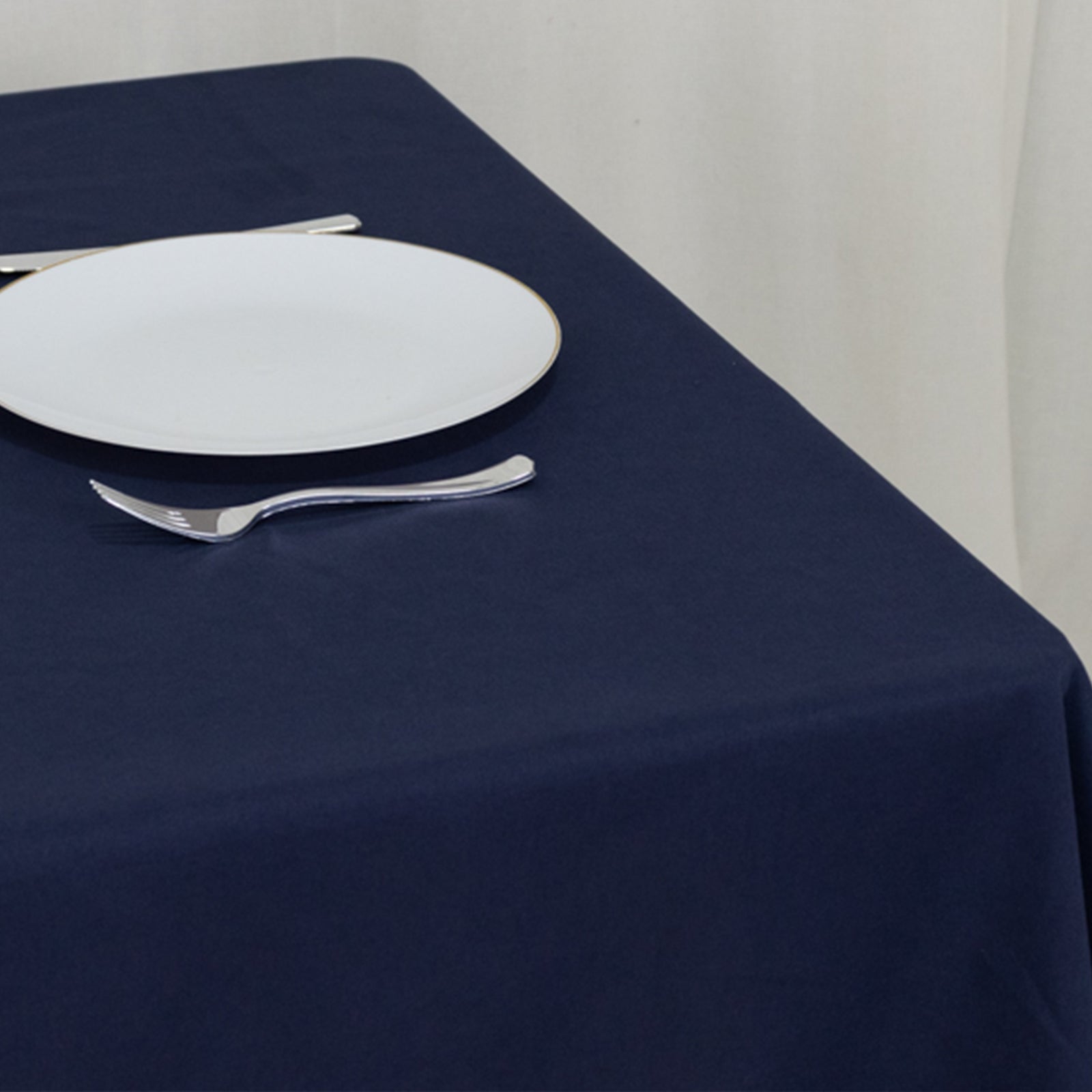 Wrinkle-Resistant Navy Cotton Blend 54x54 Square Table Overlay