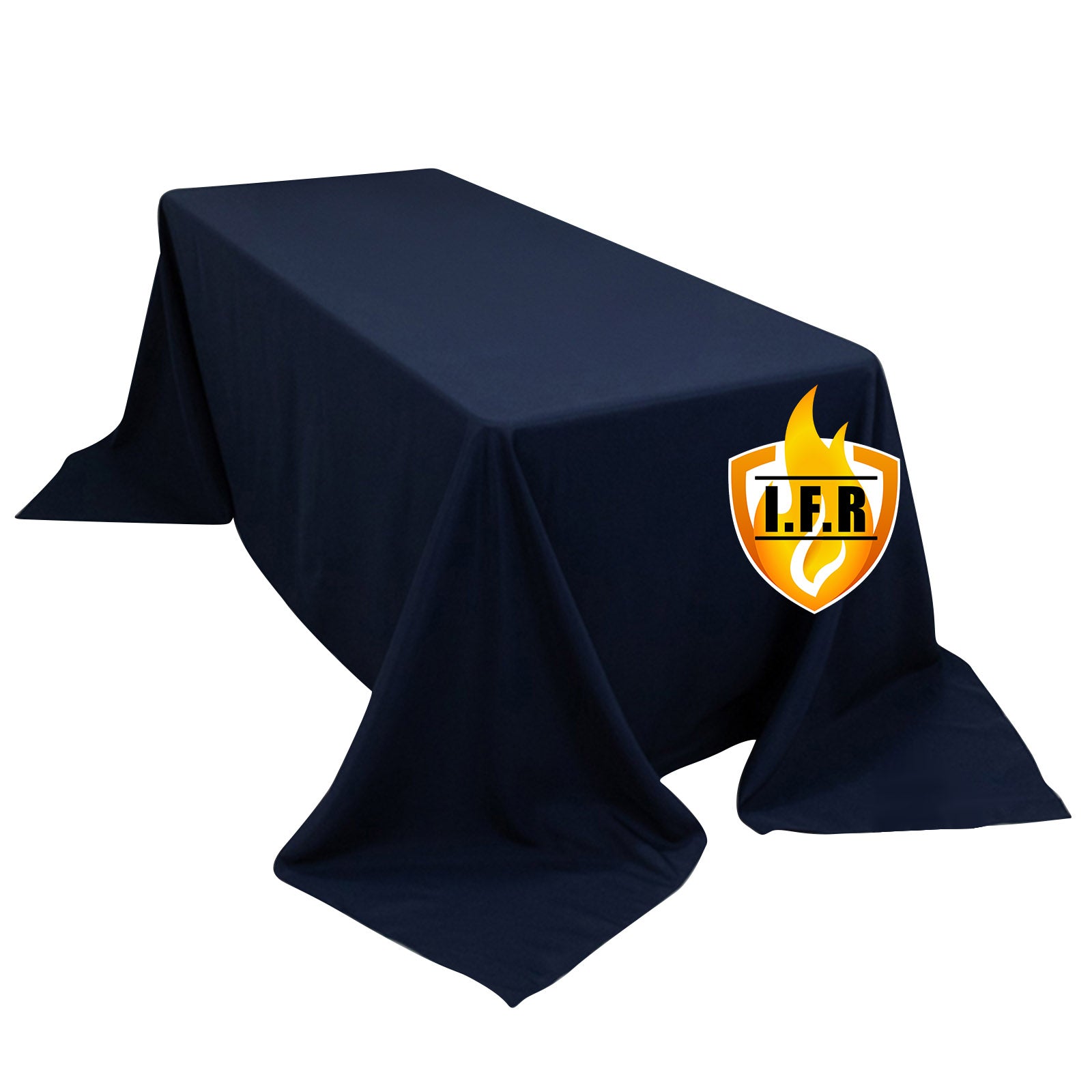 Premium Navy Blue Fire - Retardant Polyester Rectangular Tablecloth (90x132) - Ideal for Events
