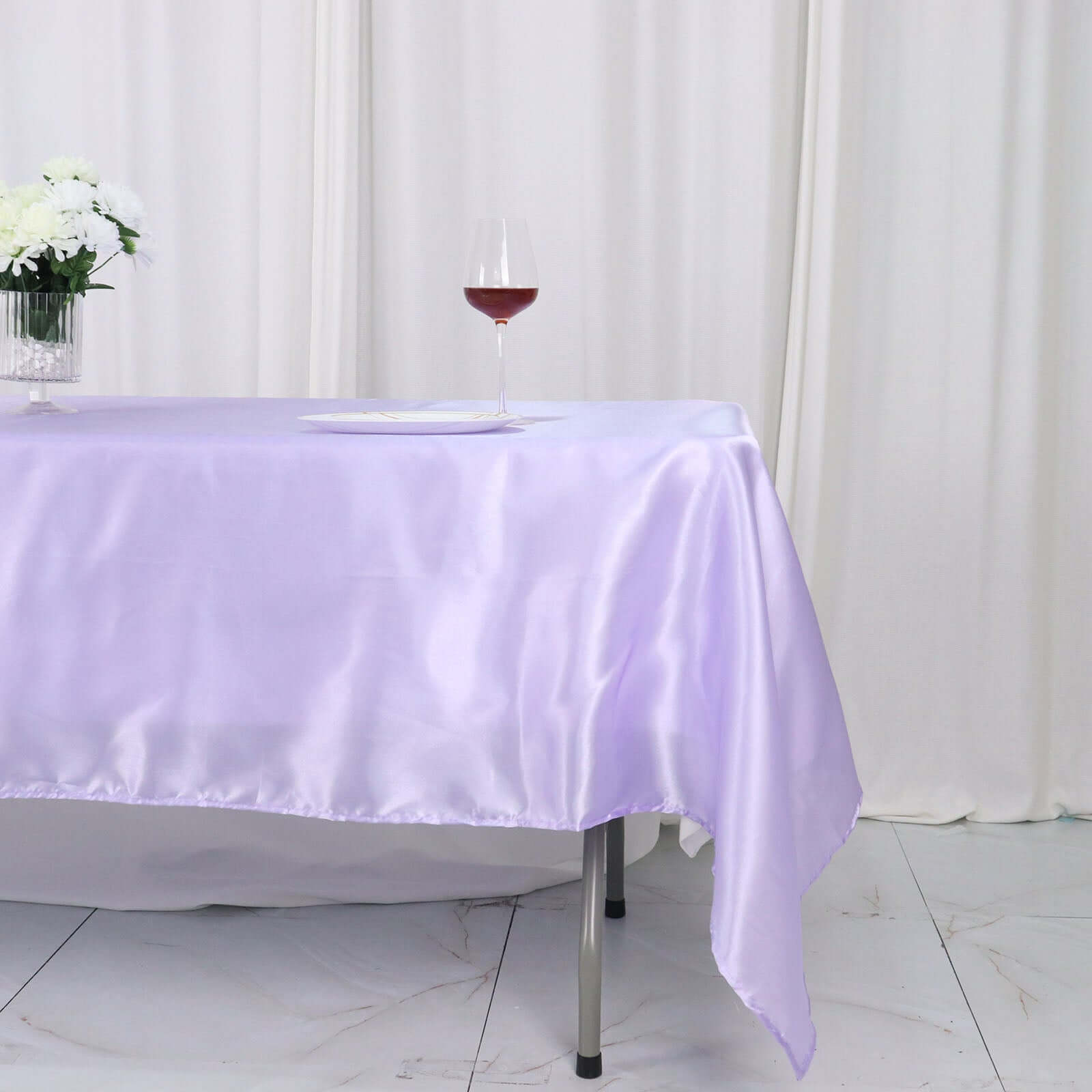Lavender Lilac Satin Rectangular 60x102 Tablecloth - Lustrous and Smooth Cover