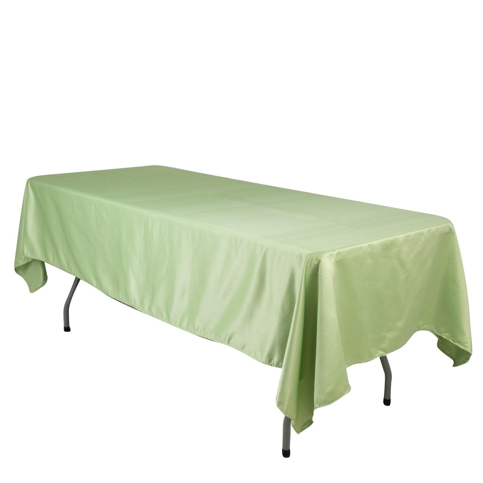 Get This Durable & Silky Soft Lamour Satin Rectangle Tablecloth in Sage Green (60x102)