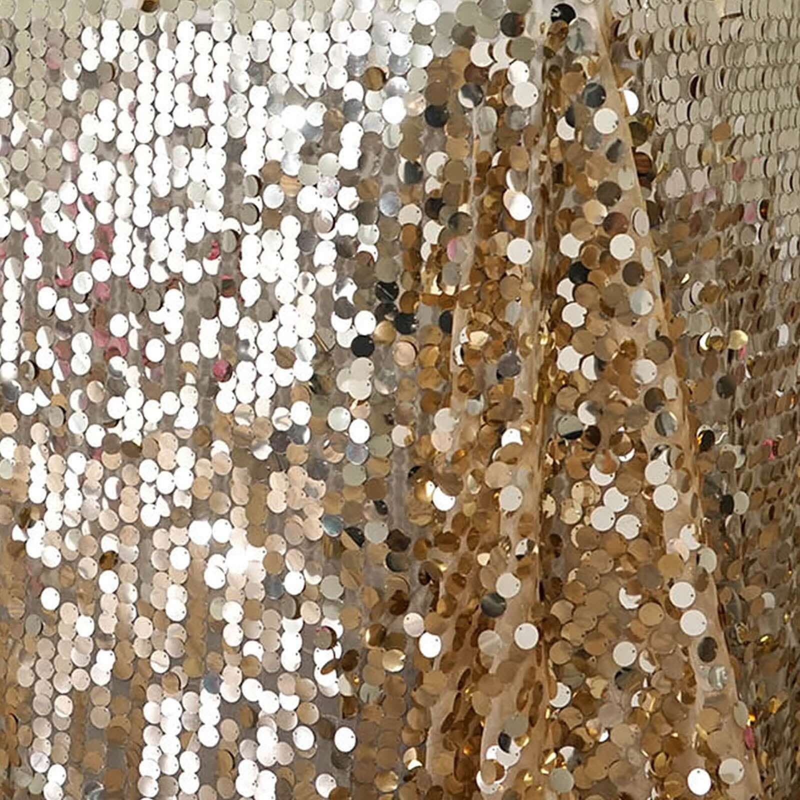 Champagne Sequin 90x132 Rectangle Seamless Tablecloth for Various Events