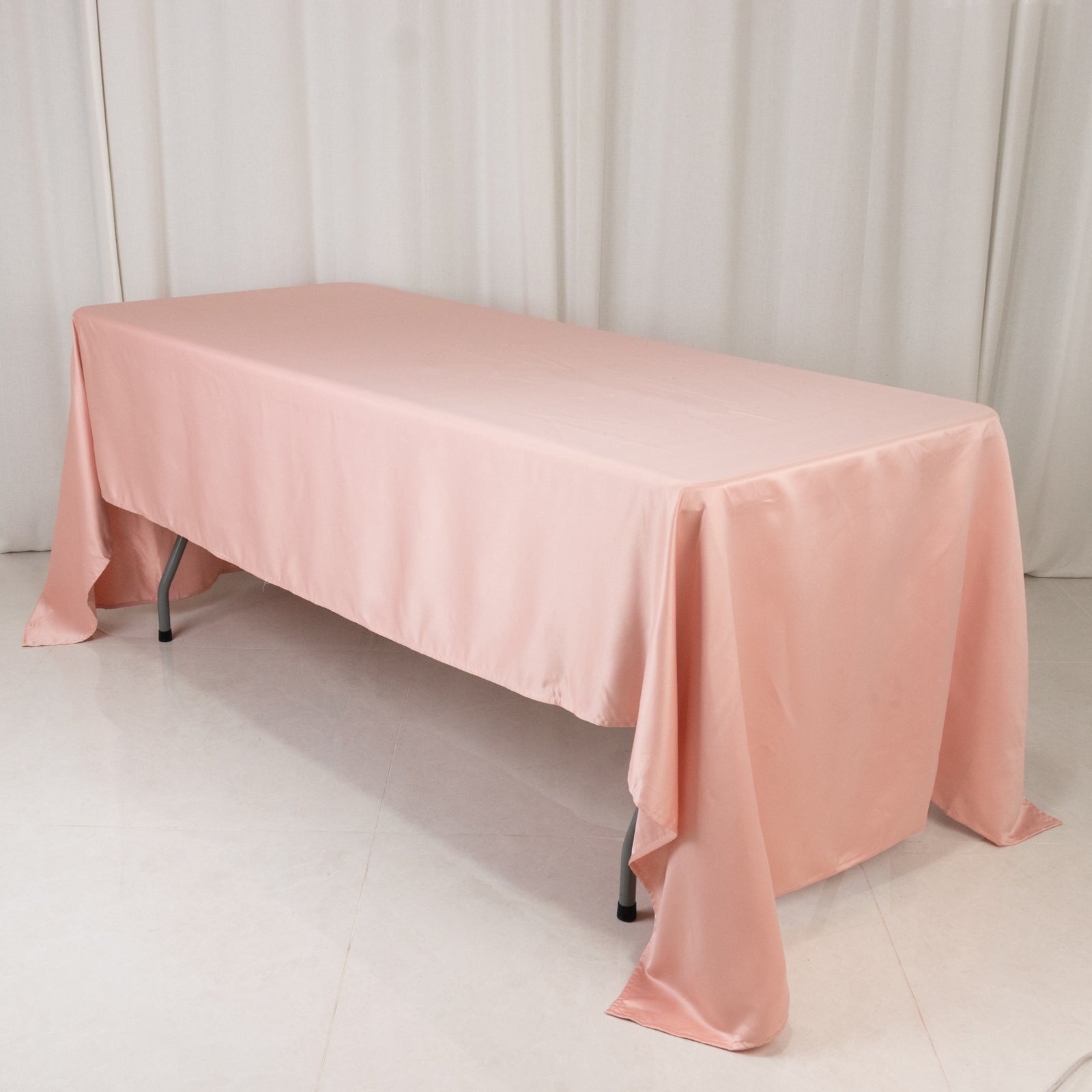 Dusty Rose Lamour Satin Rectangle Tablecloth 60x126 - Soft, Silk - like Cover