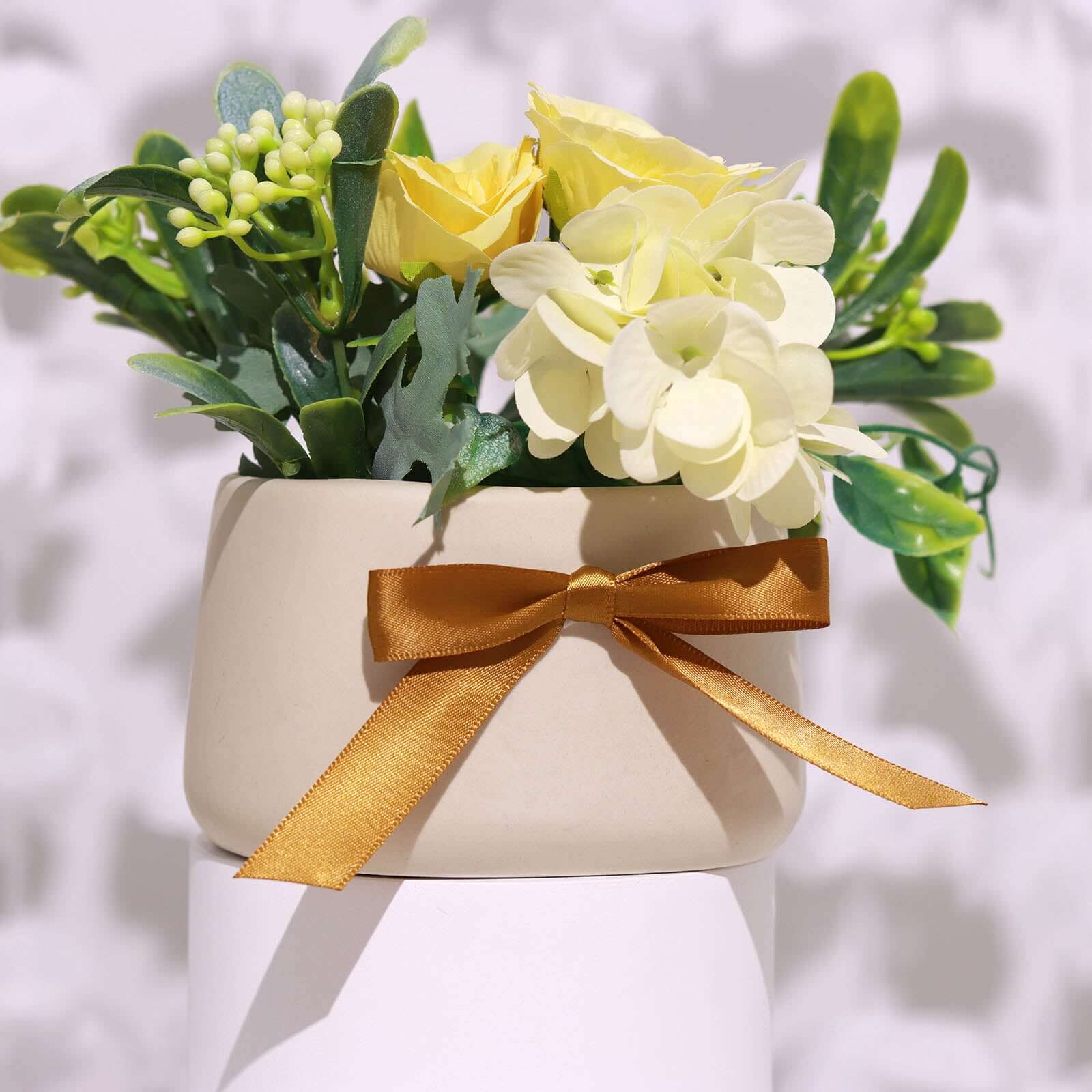 50 Pcs Gold Satin Ribbon Bows with Twist Ties - Ideal for Party Favors & Gifts