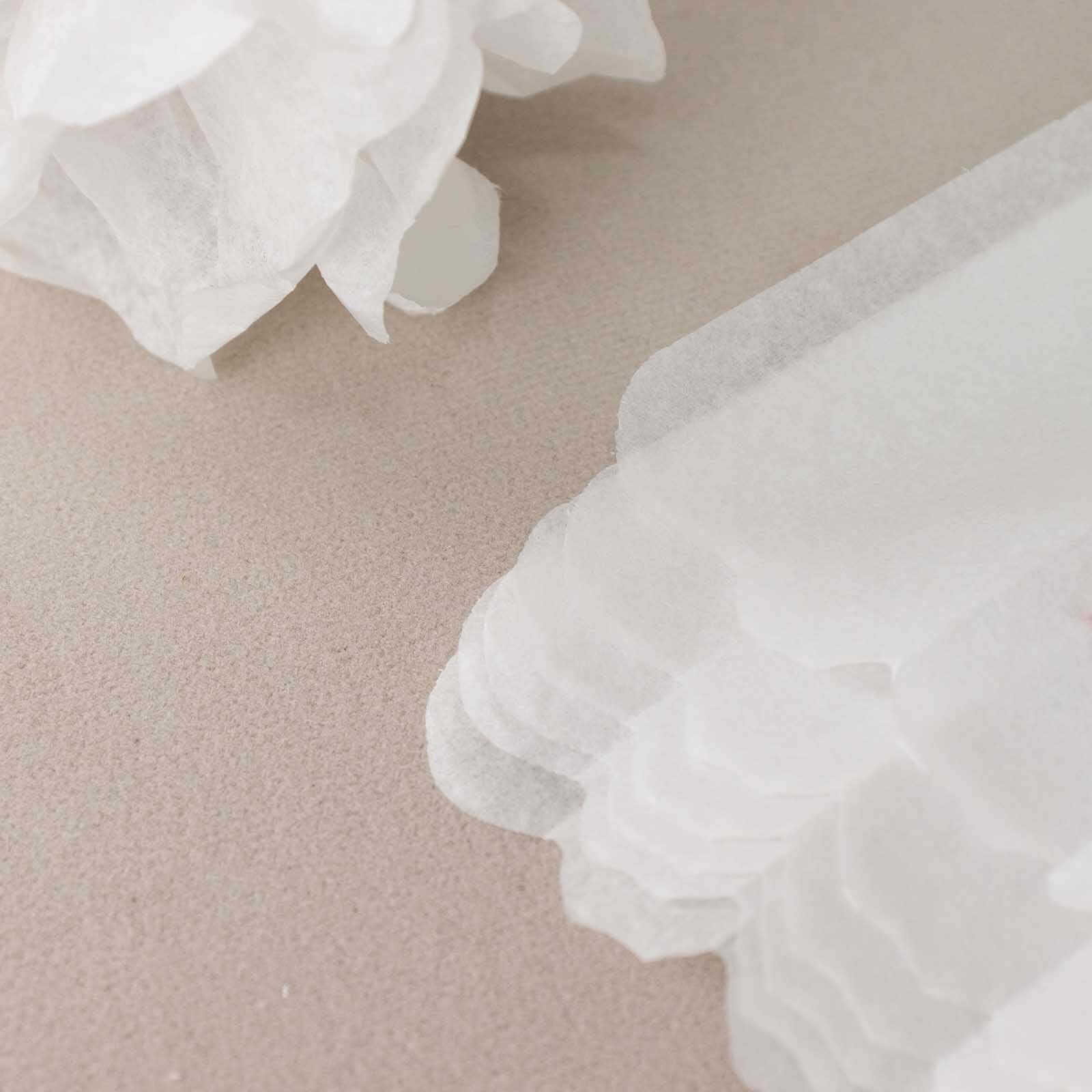 Hot Sale! 6-Piece Set of White Paper Pom Pom Flower Balls for Ceiling and Wall Decorations