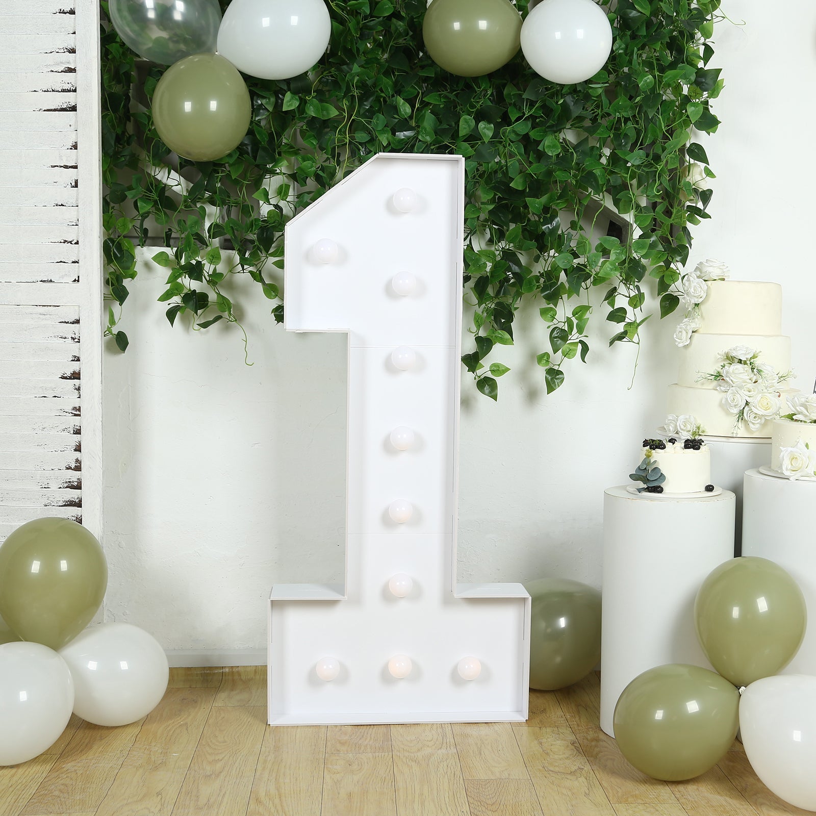 4ft White Giant LED Marquee Light Up Number 1 - Pre - Cut Foam Board with 10 Warm White Battery - Operated LEDs, Glue Gun & Sticks