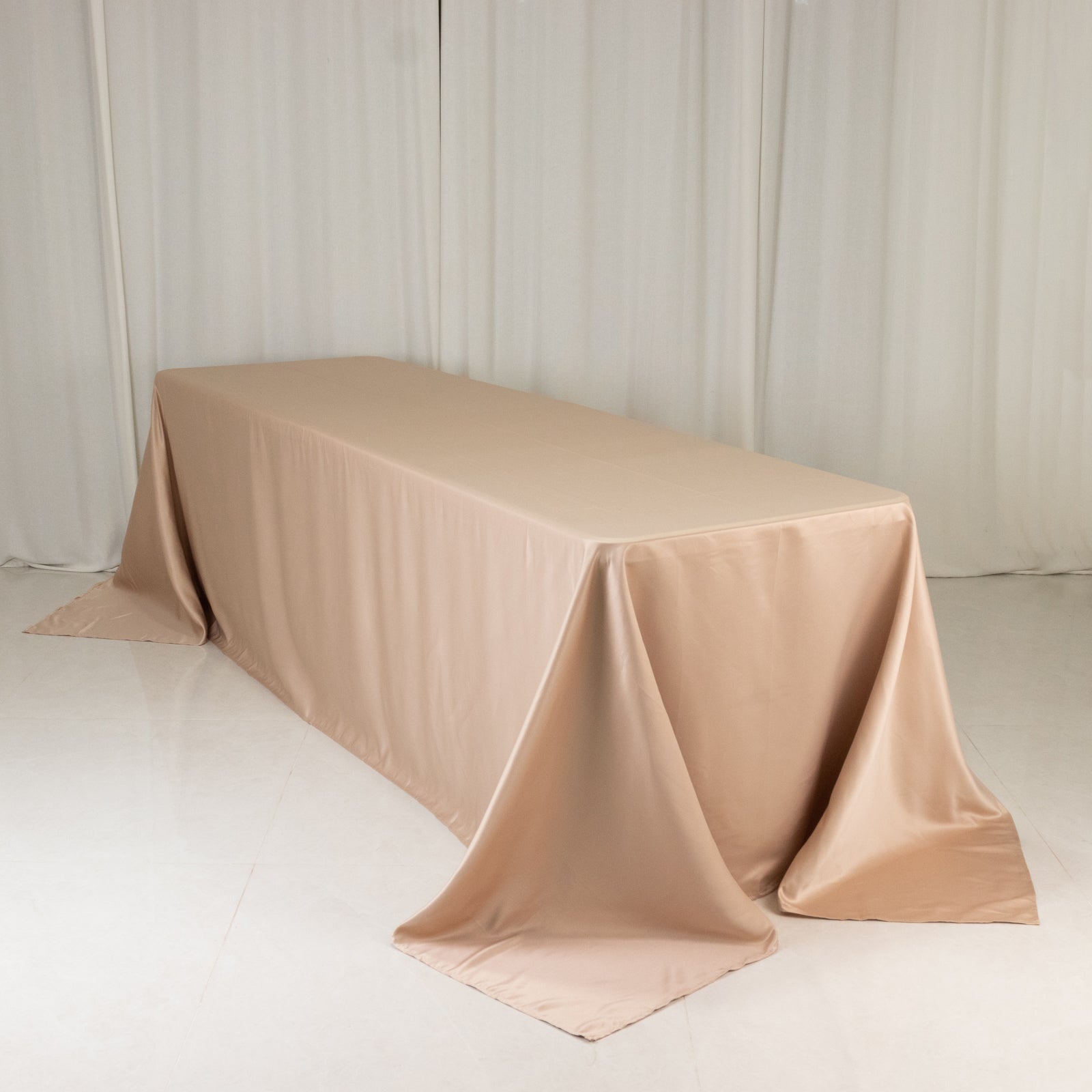Luxurious Nude Lamour Satin Rectangle Tablecloth 90x156 - Ideal for Events