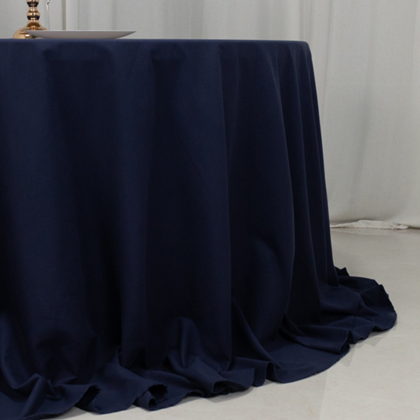 Hot! Navy Blue 132" Cotton Blend Seamless Wrinkle-Resistant Round Tablecloth