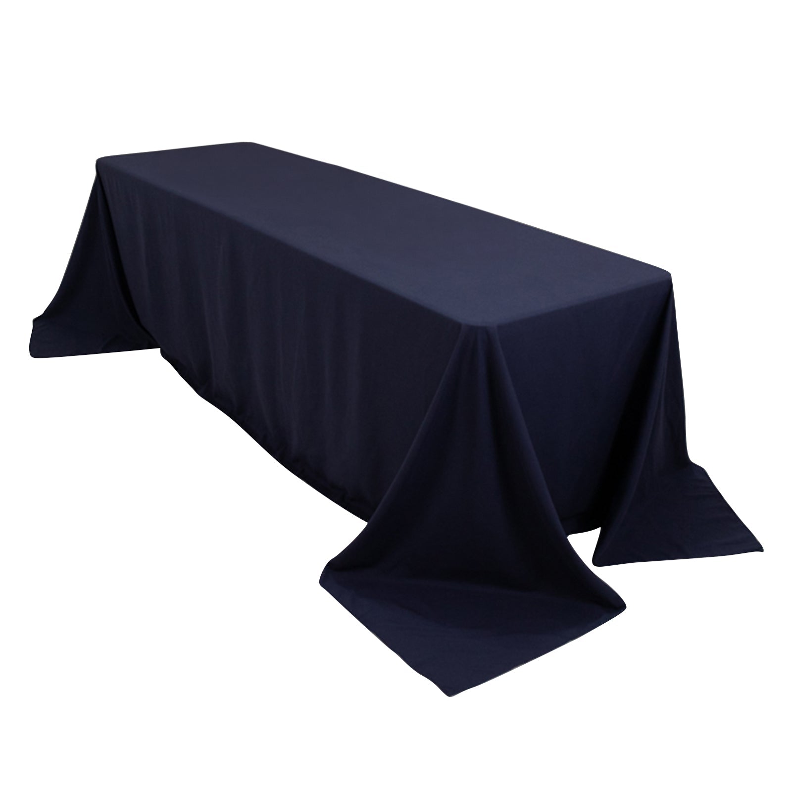 Seamless Wrinkle-Resistant Navy Blue Cotton Blend 90x156 Rectangle Tablecloth