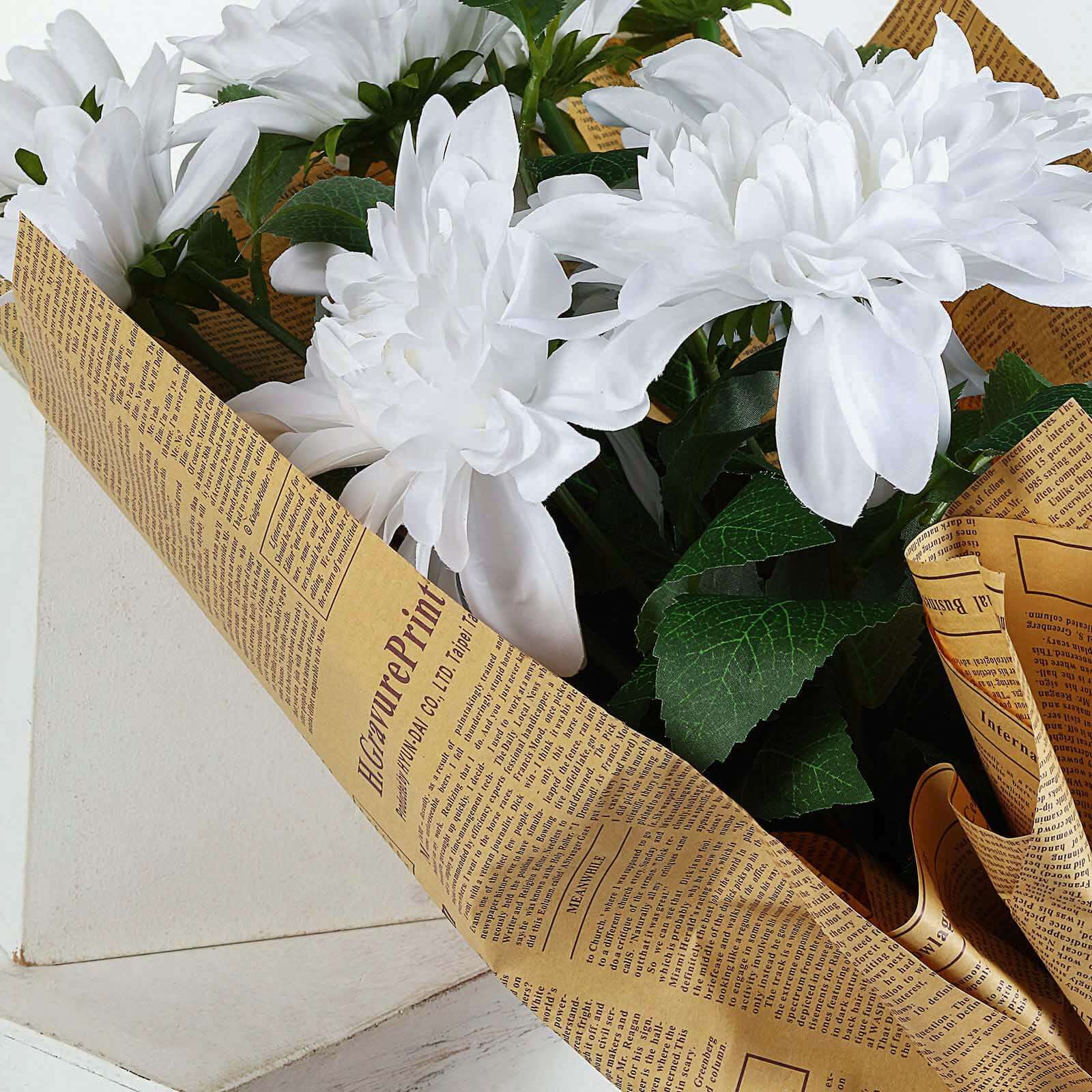30-Inch Tall White Silk Faux Dahlia Flower Stems for Stunning Arrangements